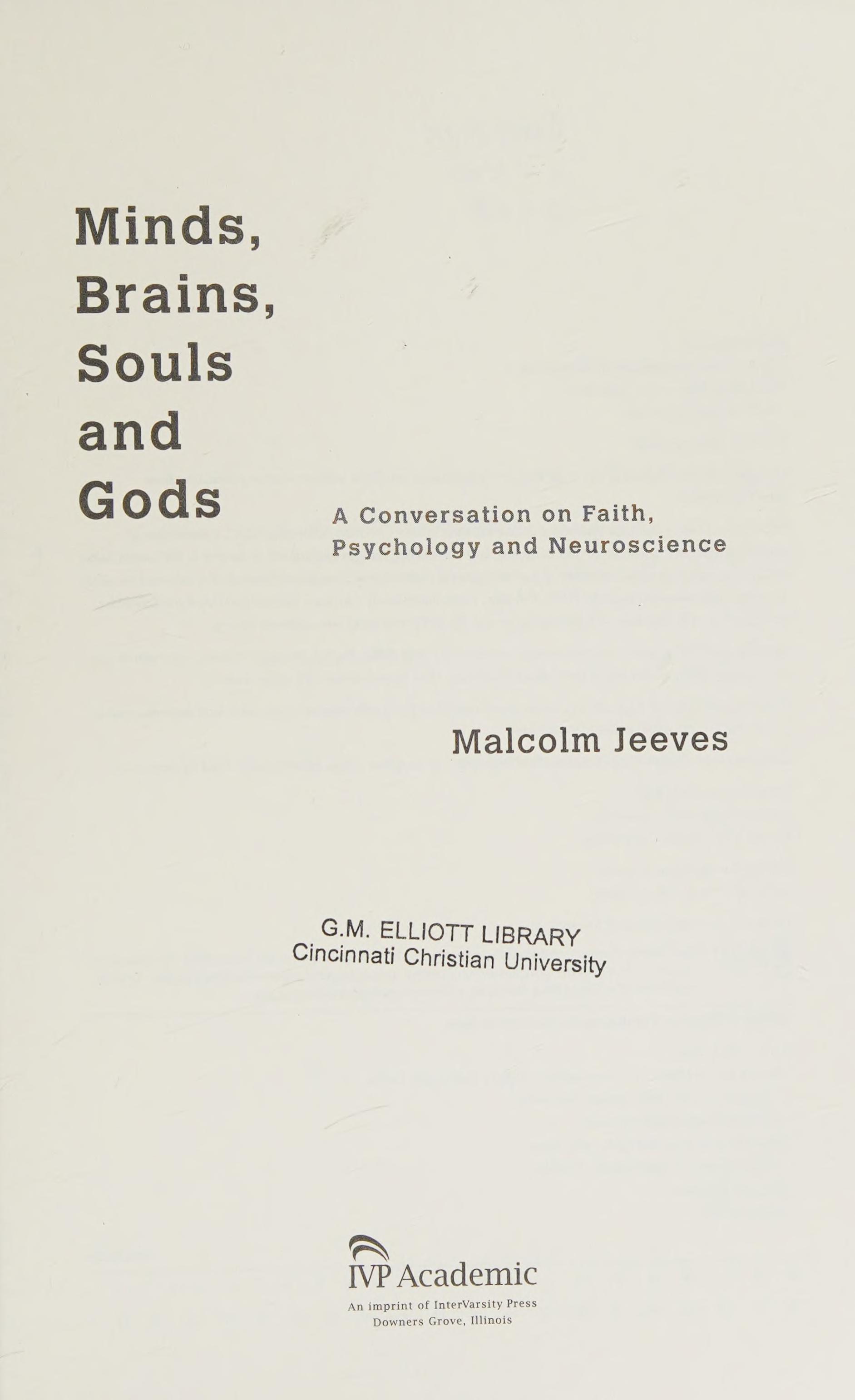 Minds, Brains, Souls and Gods