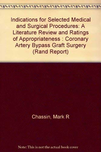 Indications For Selected Medical And Surgical Procedures: A Literature Review & Ratings Of Appropriateness