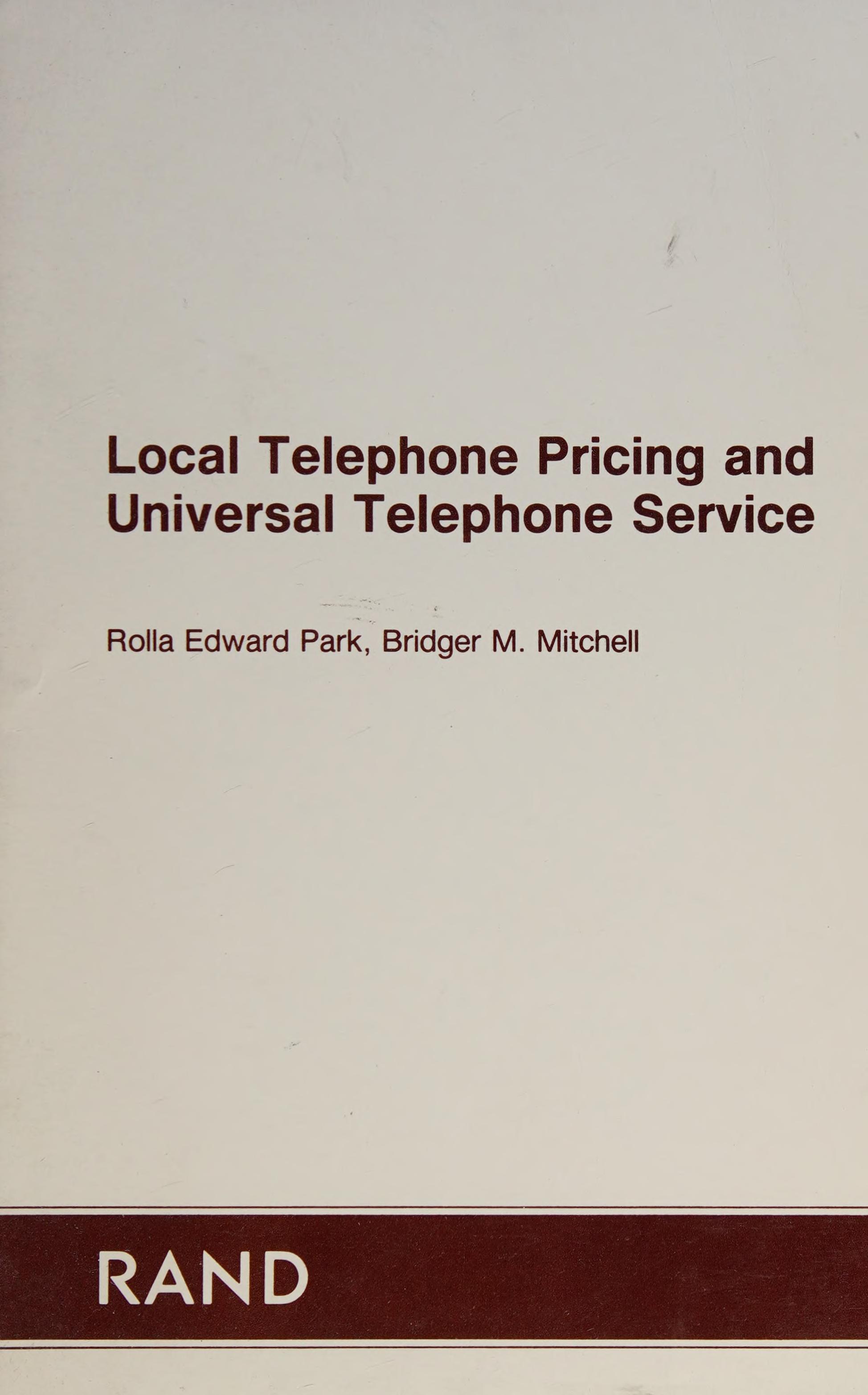 Local Telephone Pricing And Universal Telephone Service