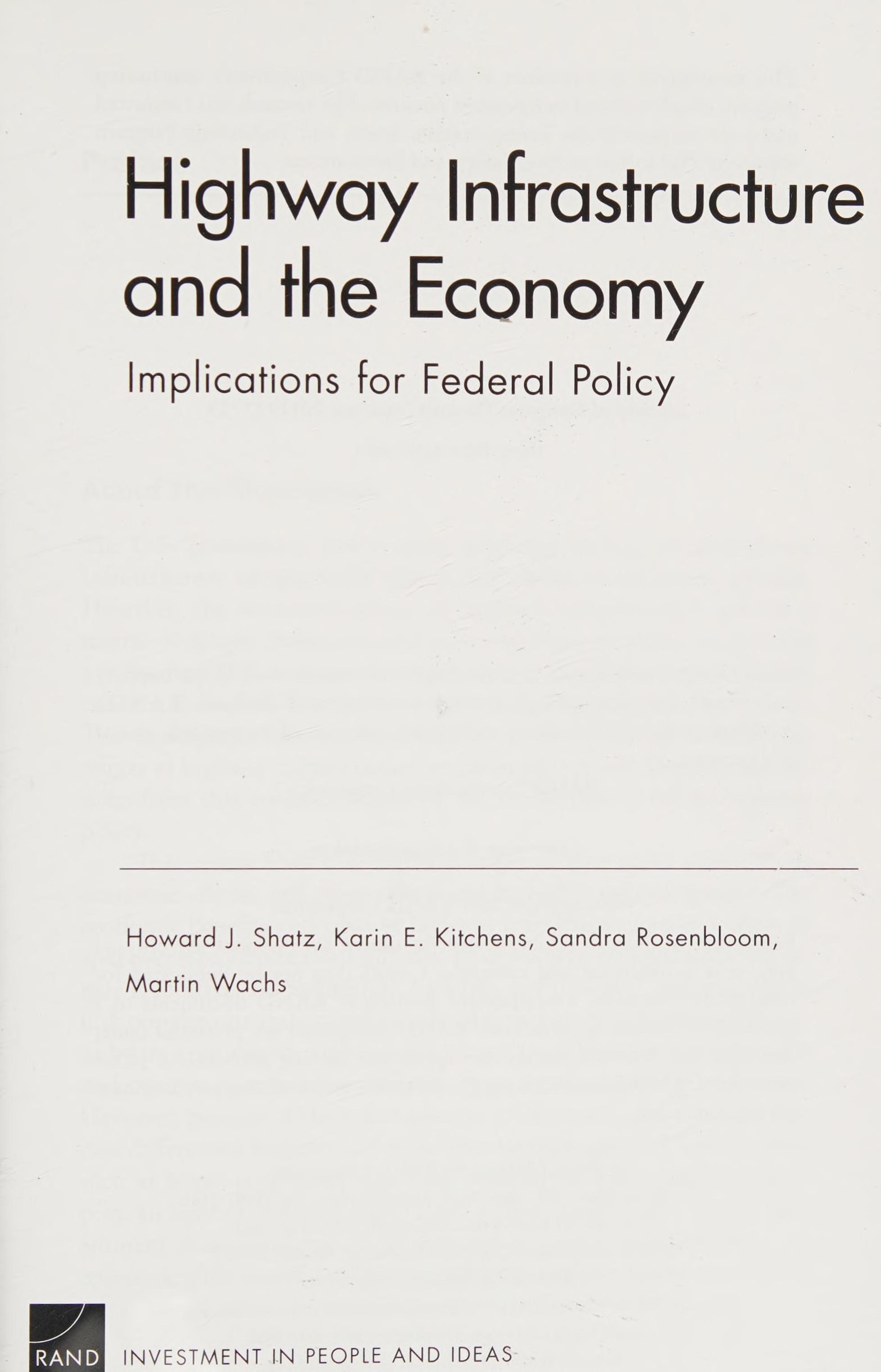 Highway Infrastructure and the Economy