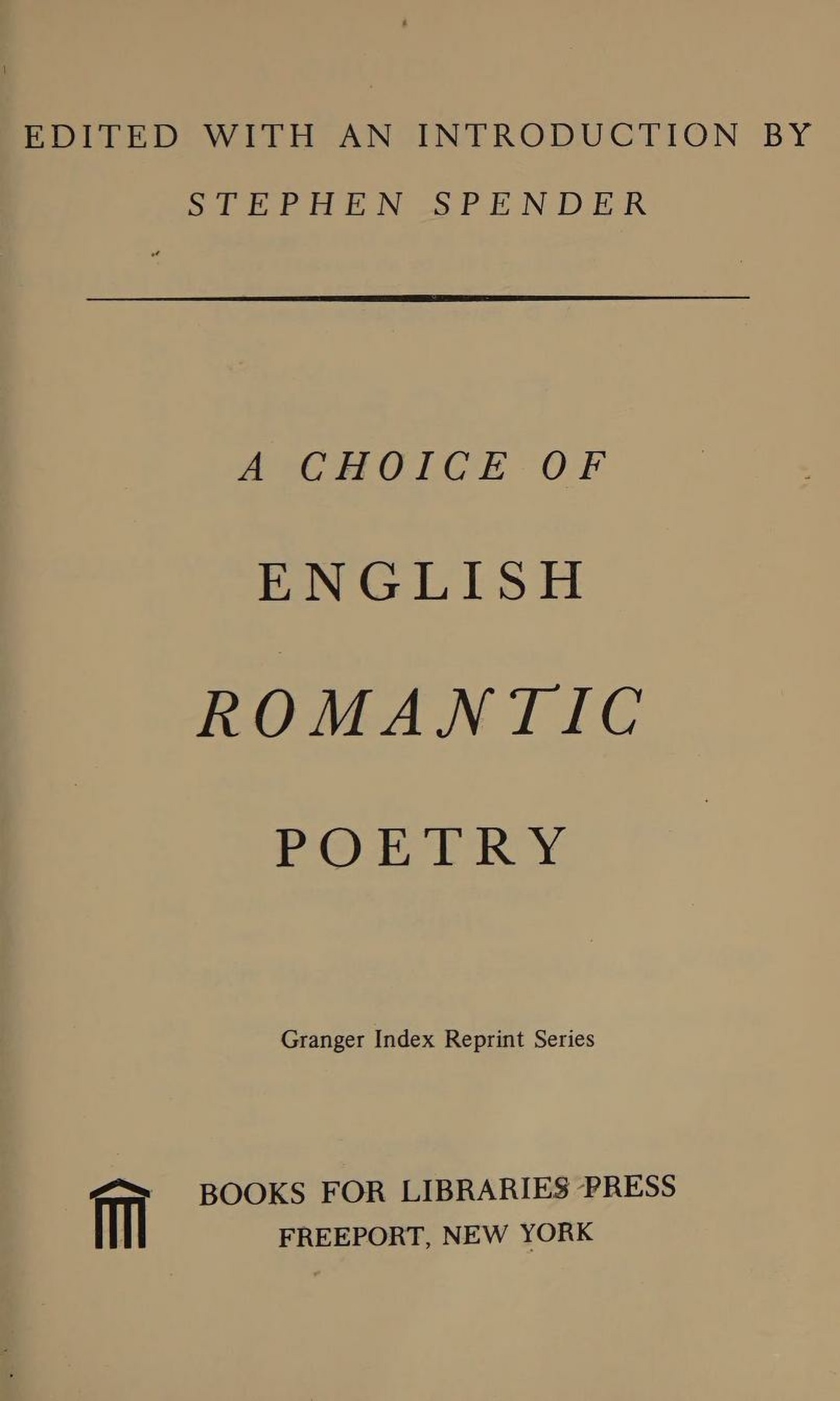 A Choice Of English Romantic Poetry