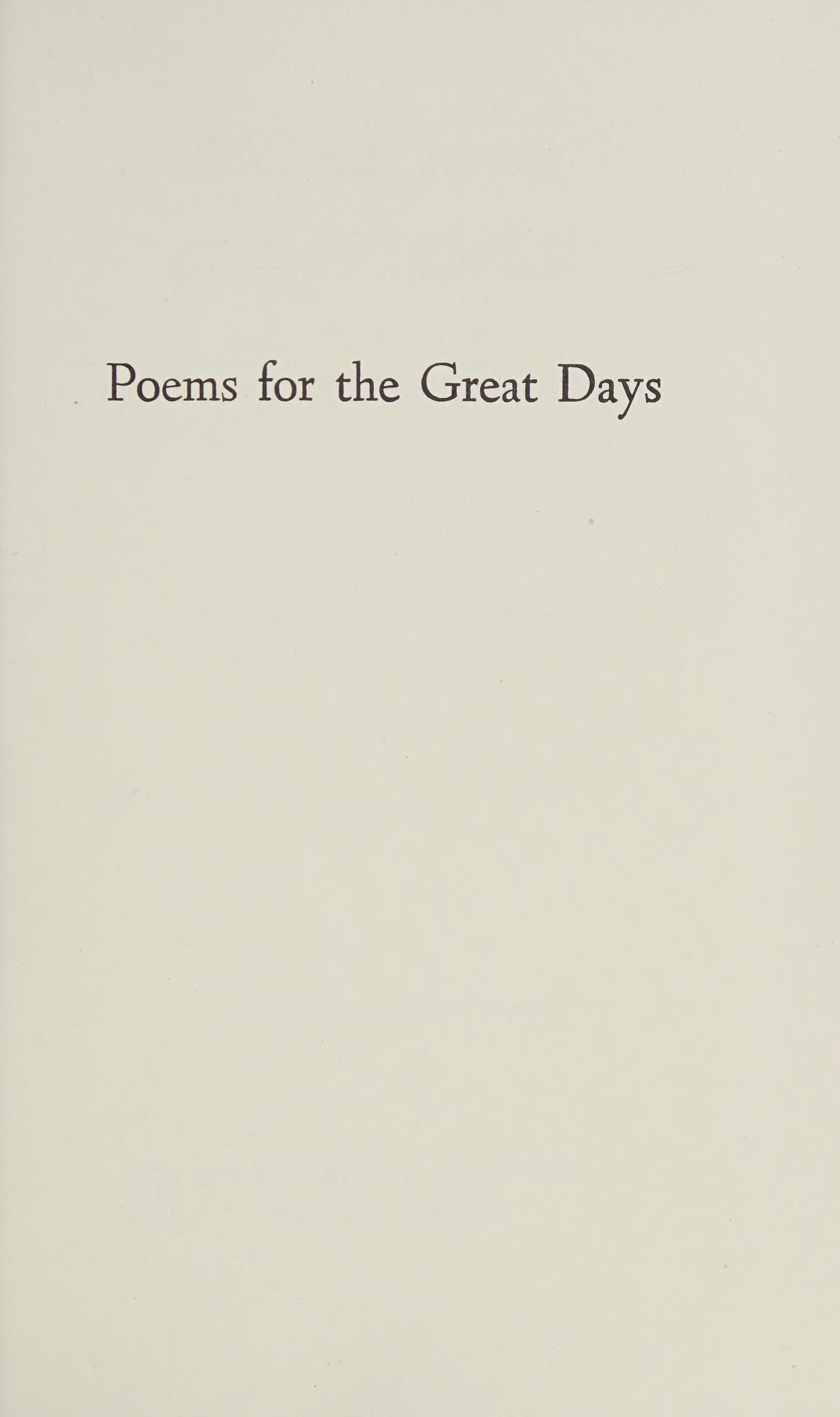 Poems For The Great Days