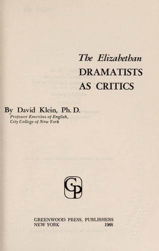 Elizabethan Dramatists