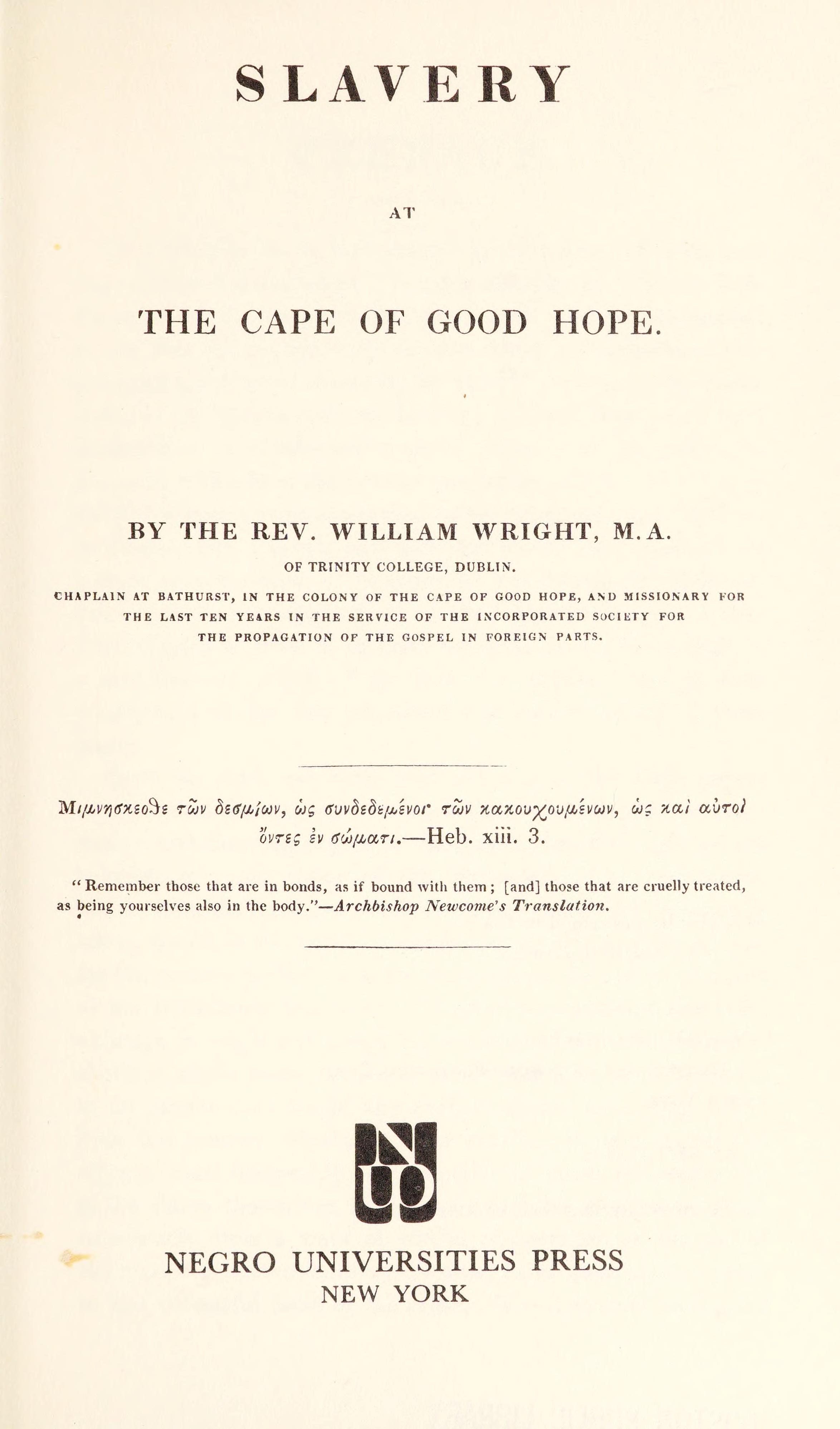 Slavery at the Cape of Good Hope