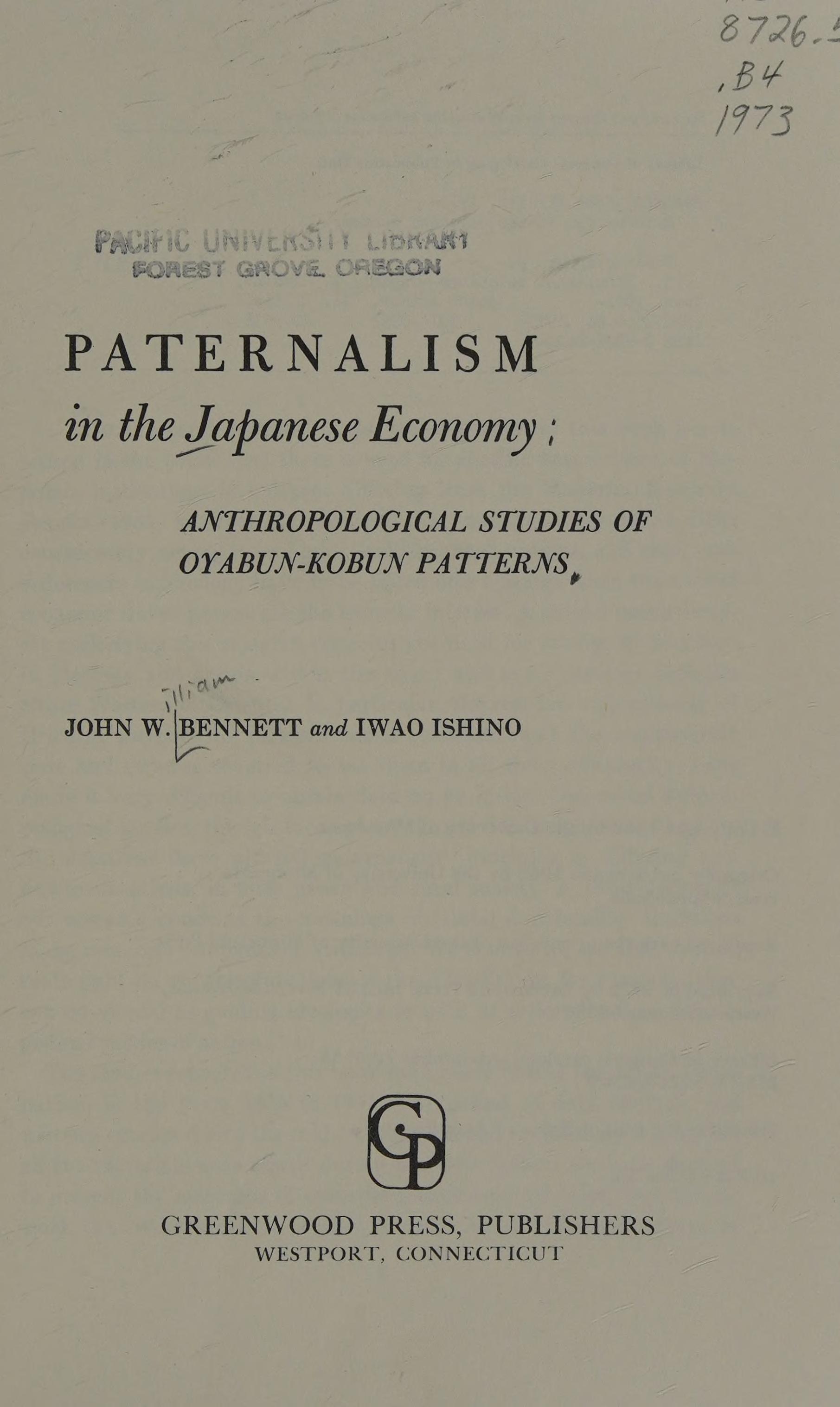 Paternalism in the Japanese Economy