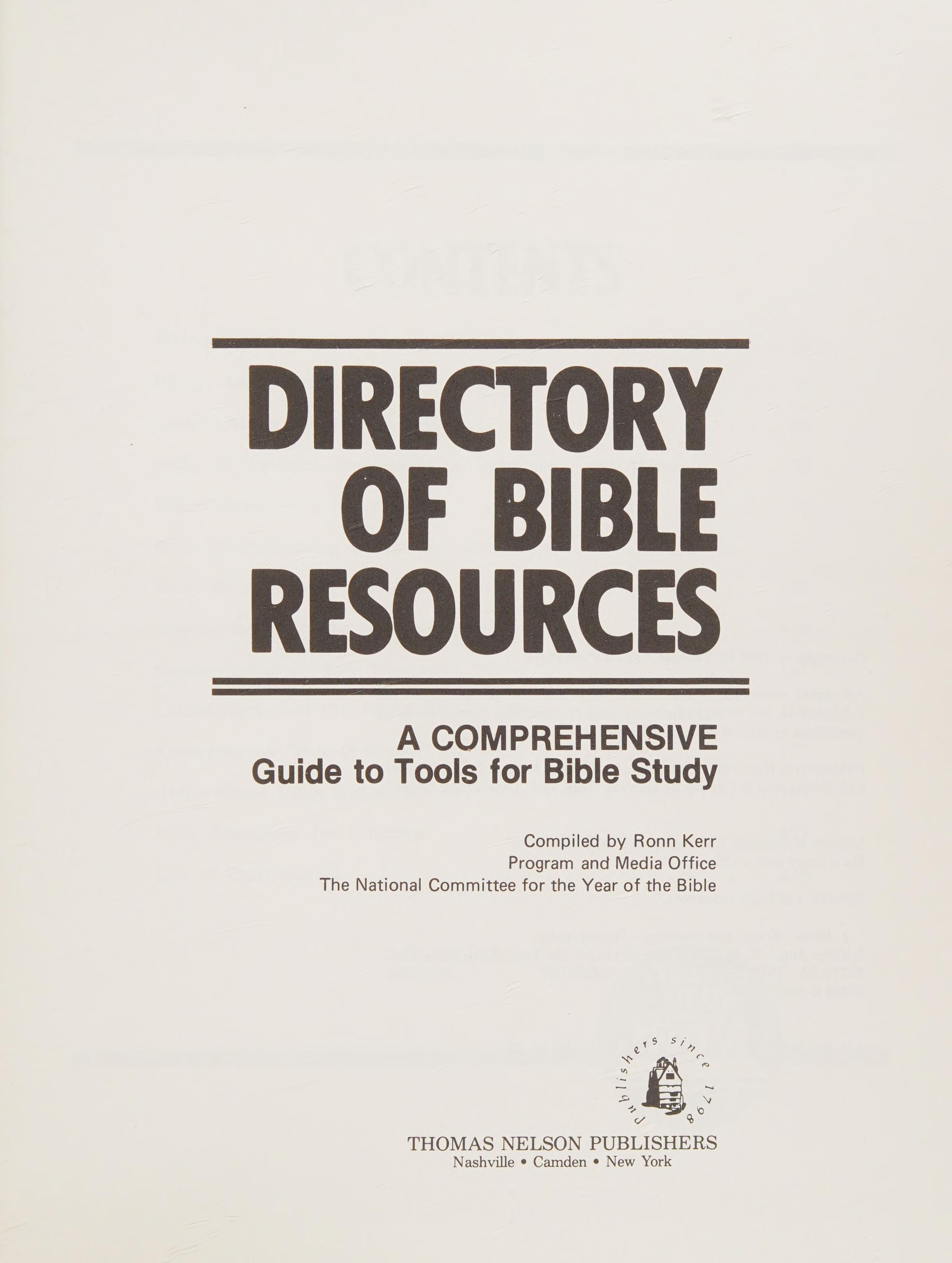 Directory of Bible Resources