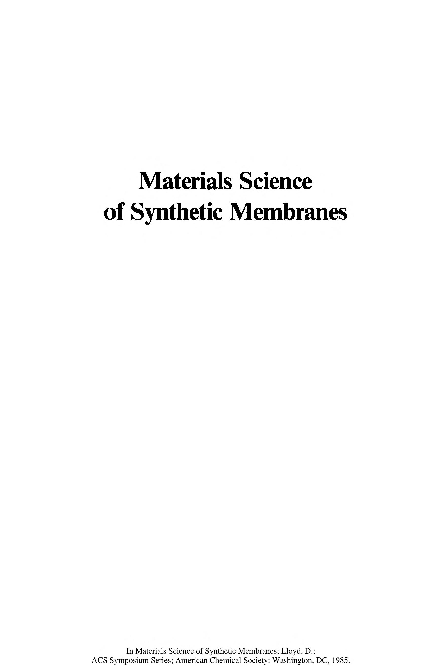 Materials Science of Synthetic Membranes
