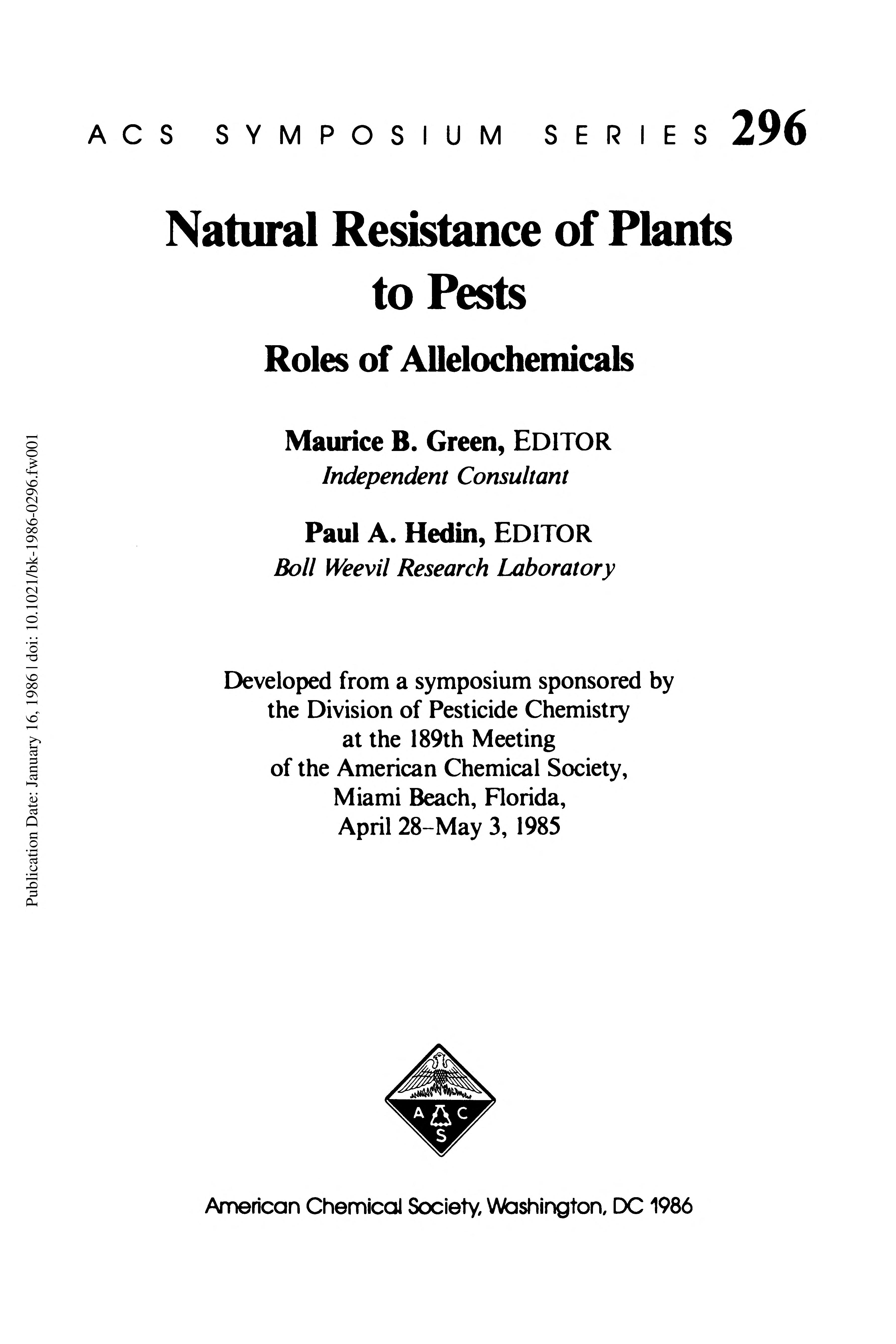 Natural Resistance of Plants to Pests