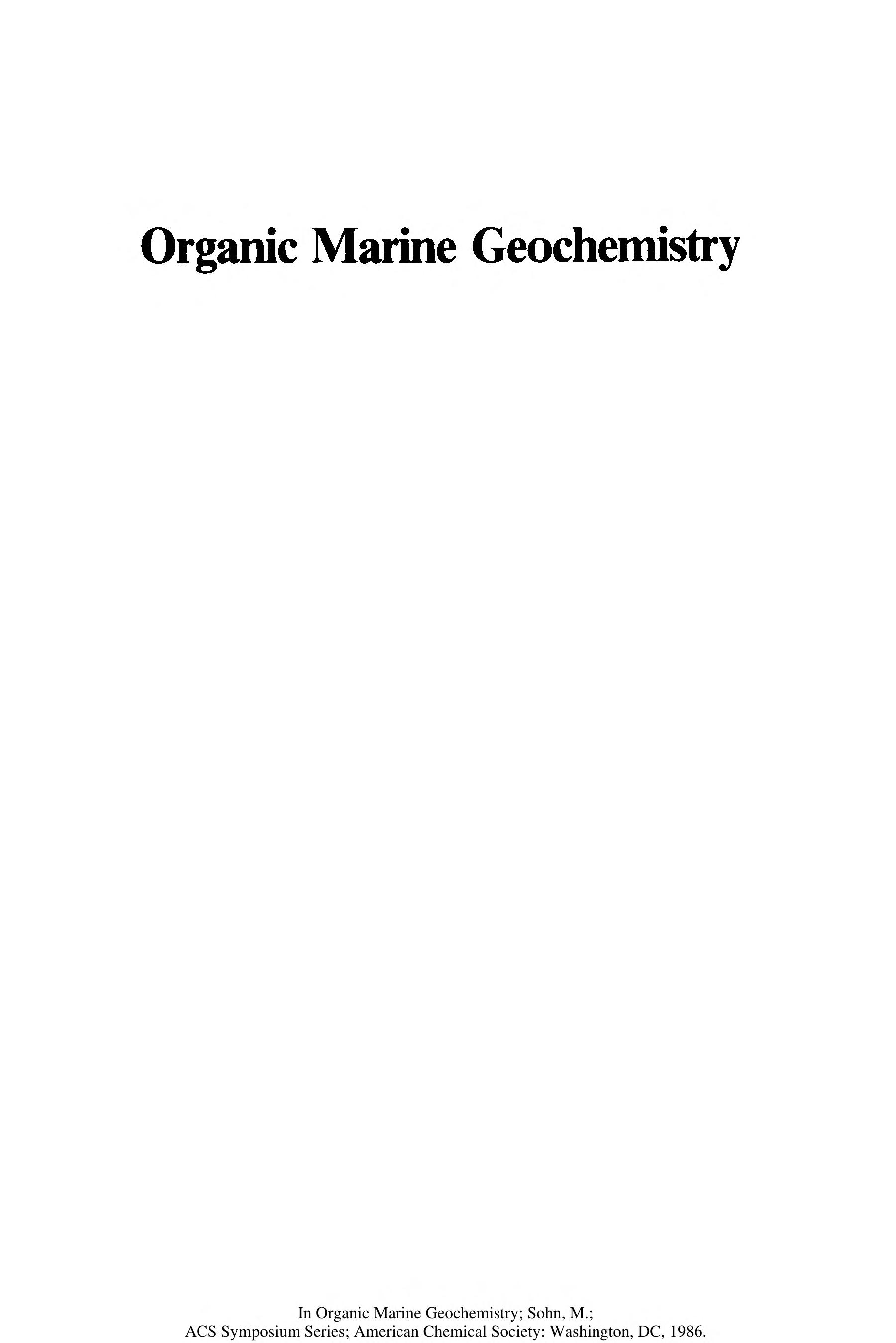 Organic Marine Geochemistry