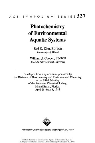 Photochemistry Of Environmental Aquatic Systems