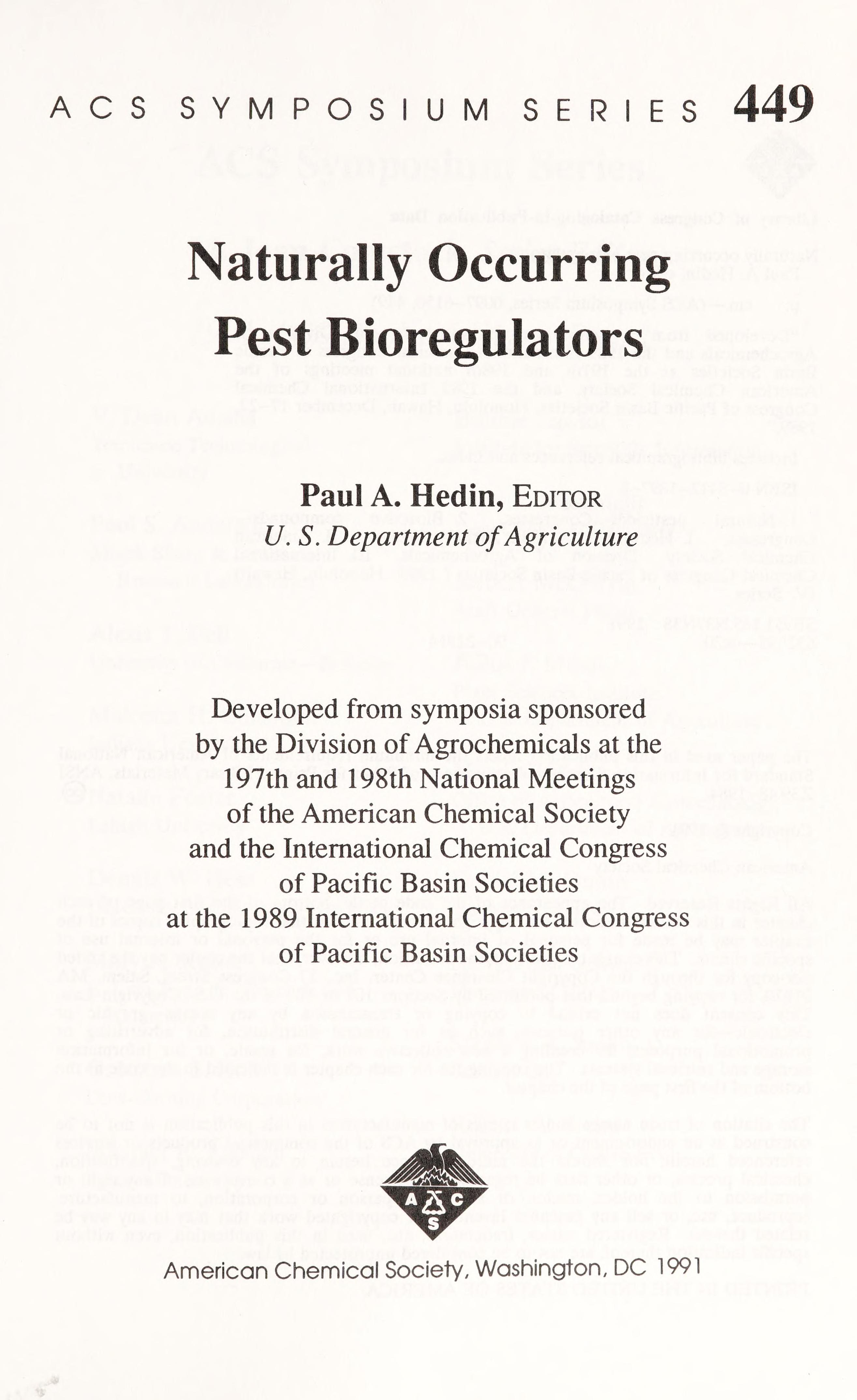 Naturally Occurring Pest Bioregulators