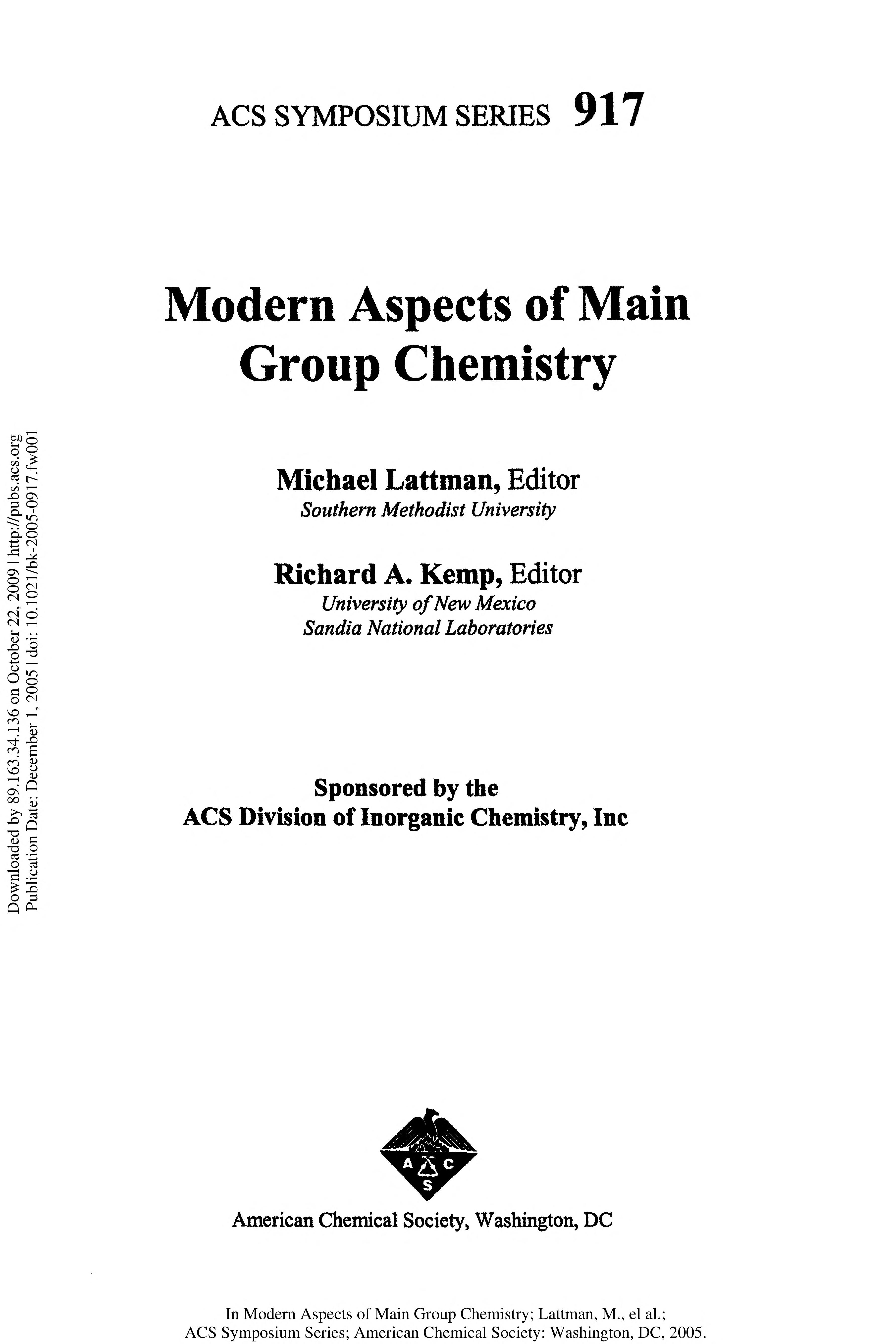 Modern Aspects of Main Group Chemistry