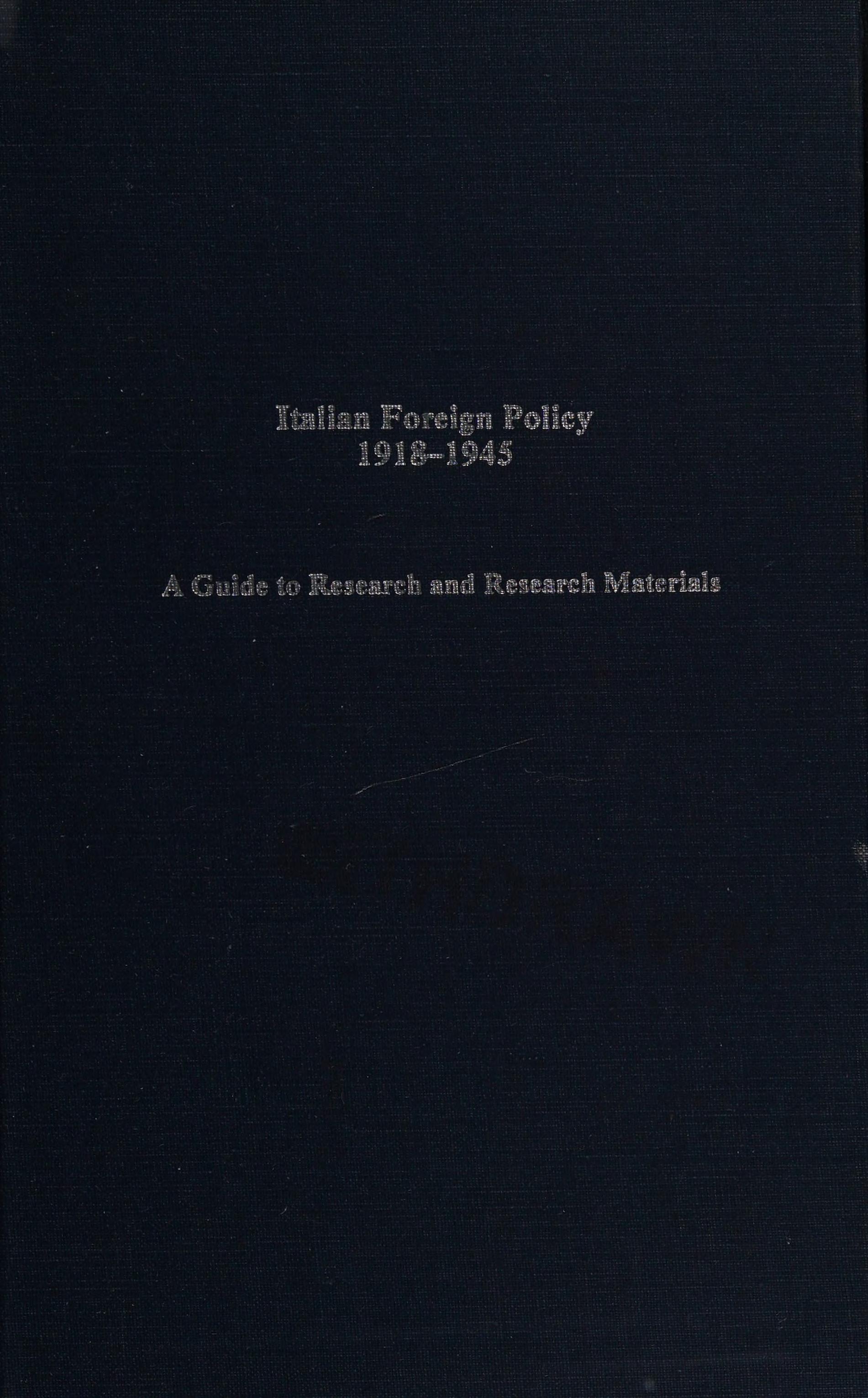Italian Foreign Policy 1918-1