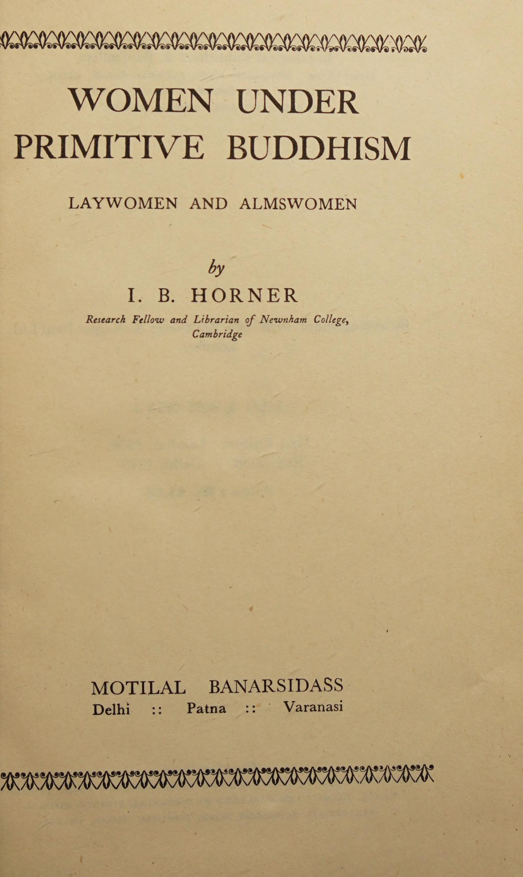 Women Under Primitive Buddhism