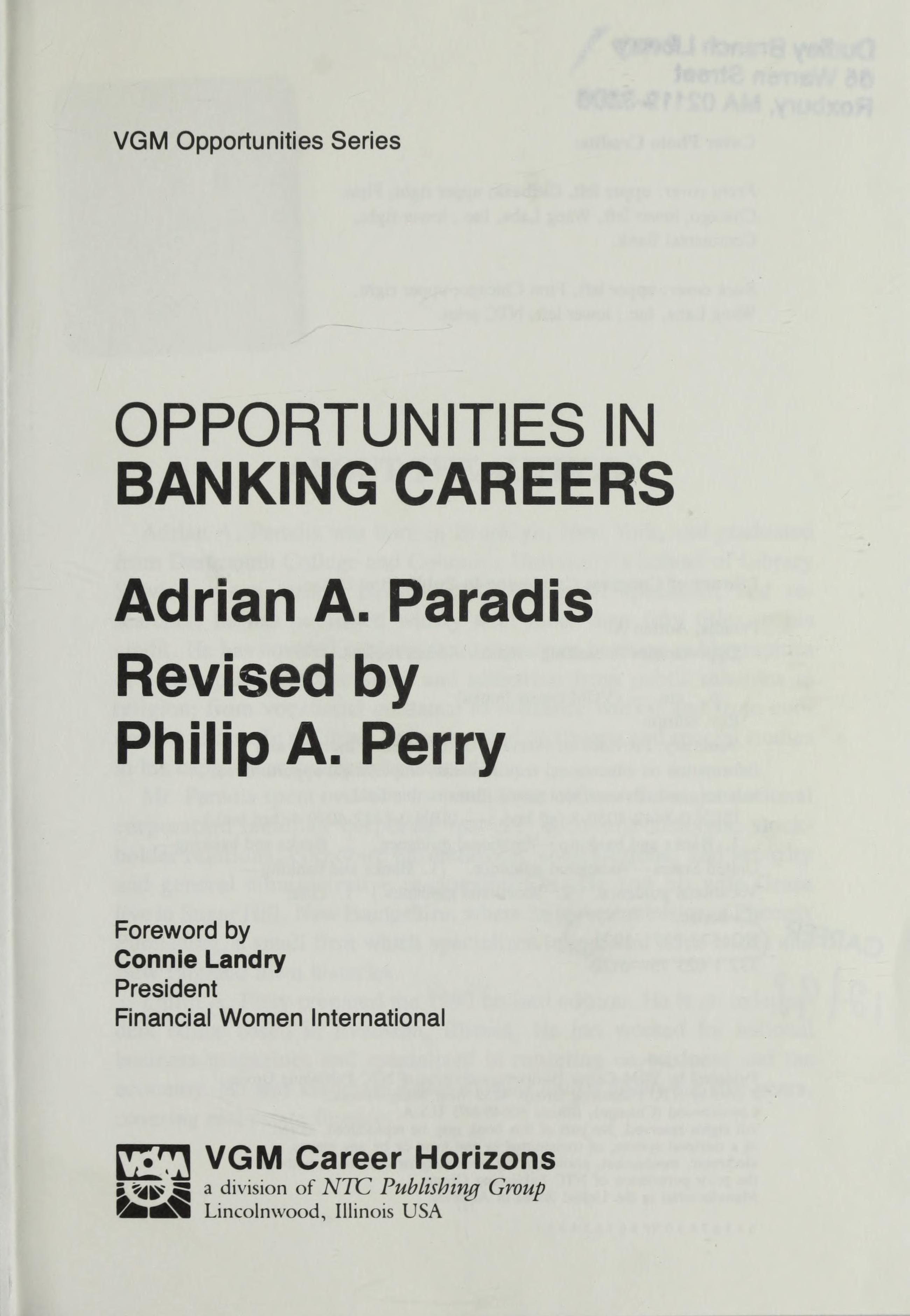 Opportunities in Banking Careers
