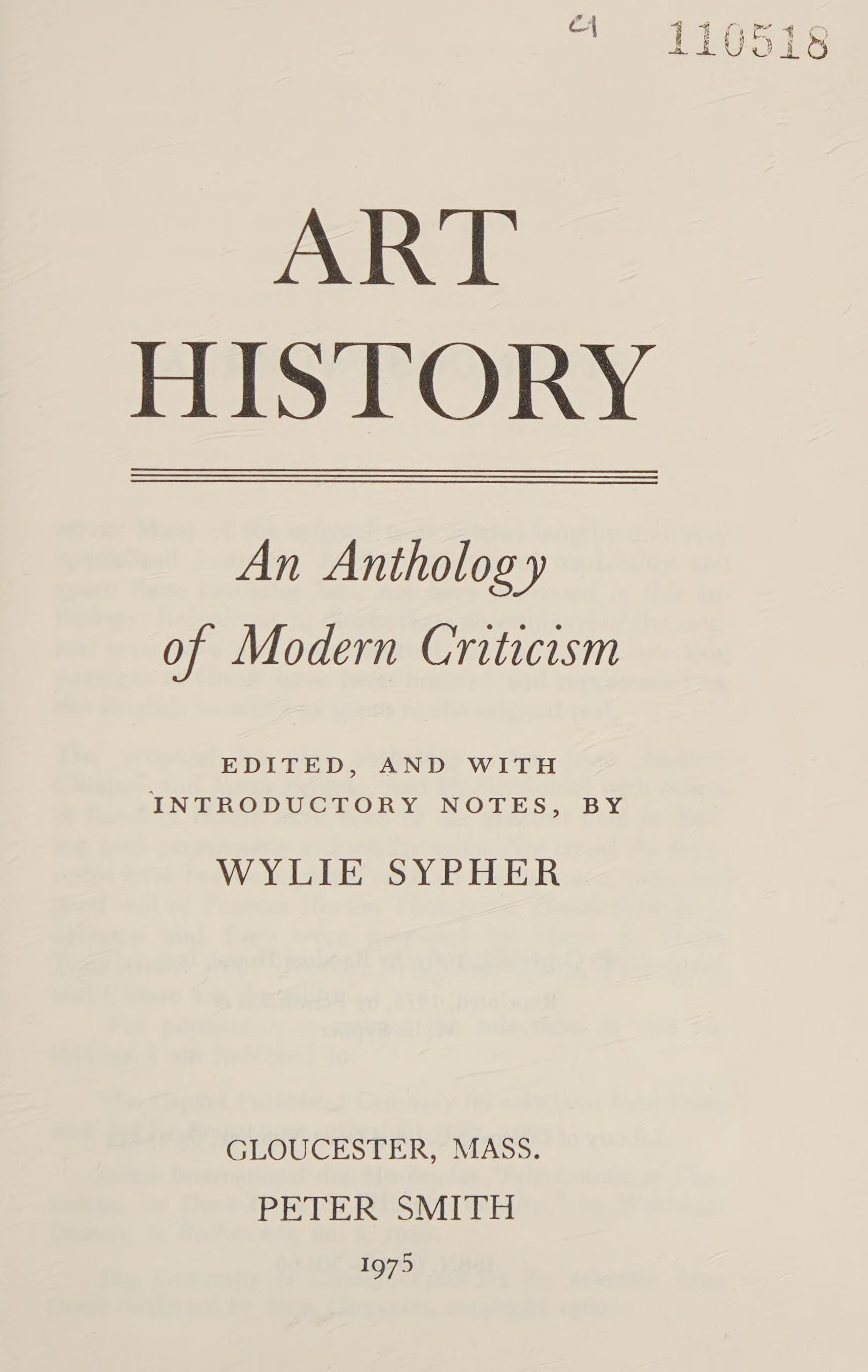 Art History Anthology of Modern Criticism