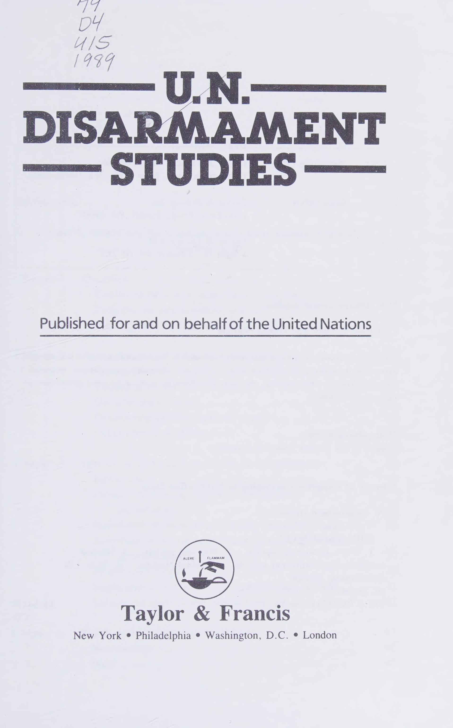 U.N. Disarmament Studies