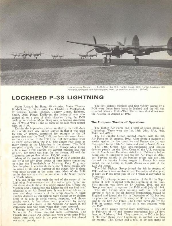 Lockheed P-38 Lightning In U.S.A.A.F., French, Italian And Chinese Services