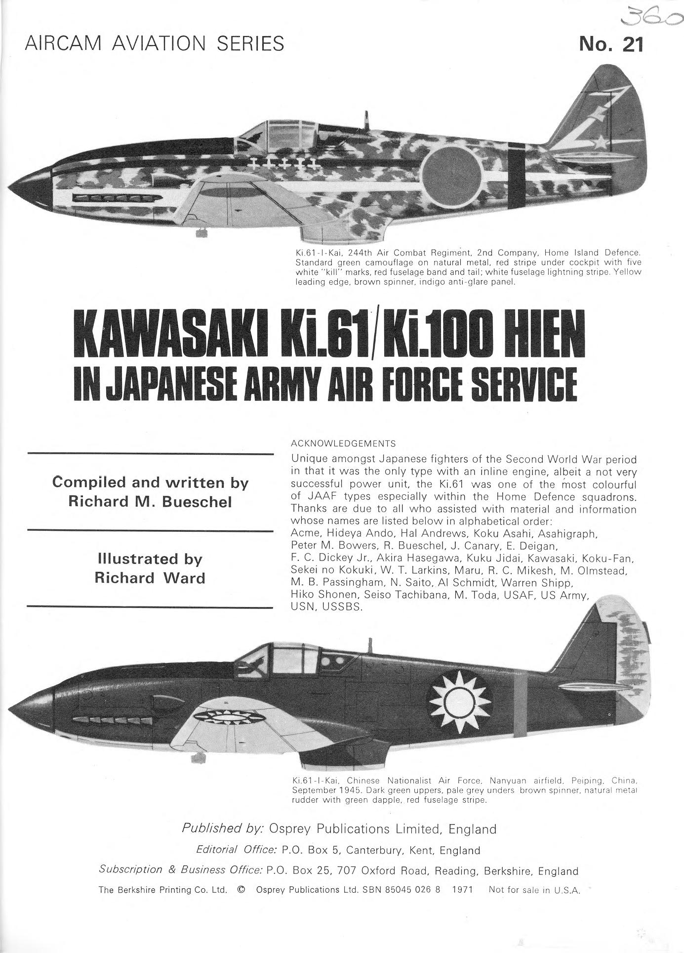 Kawasaki Ki.61 / Ki.100 Hien In Japanese Army Air Force Service