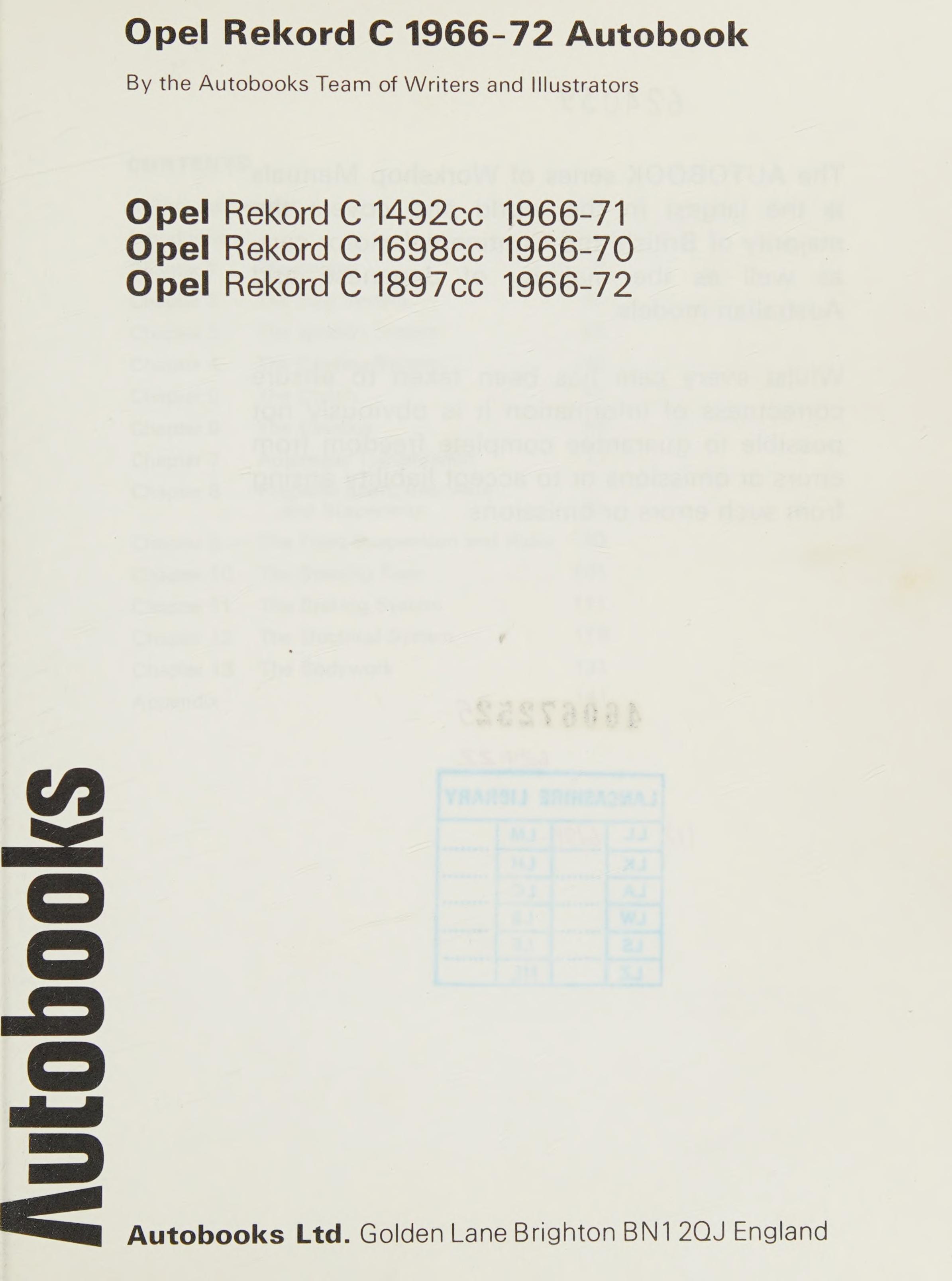 Opel Rekord C 1966-72 Autobook