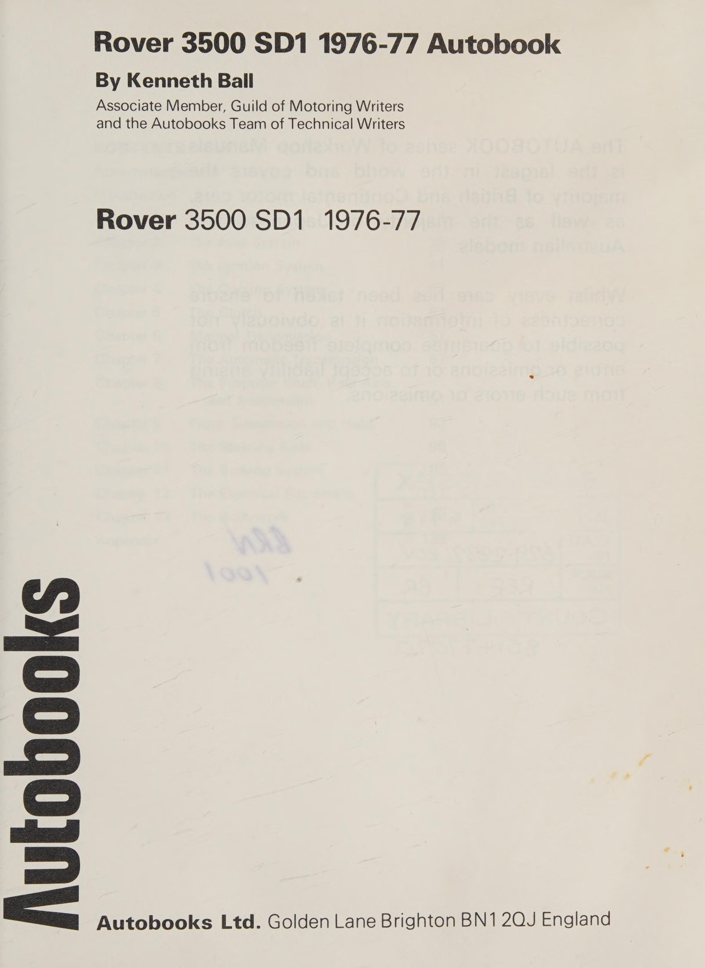 Rover 3500 SD1 1976-1977 Autobook ...