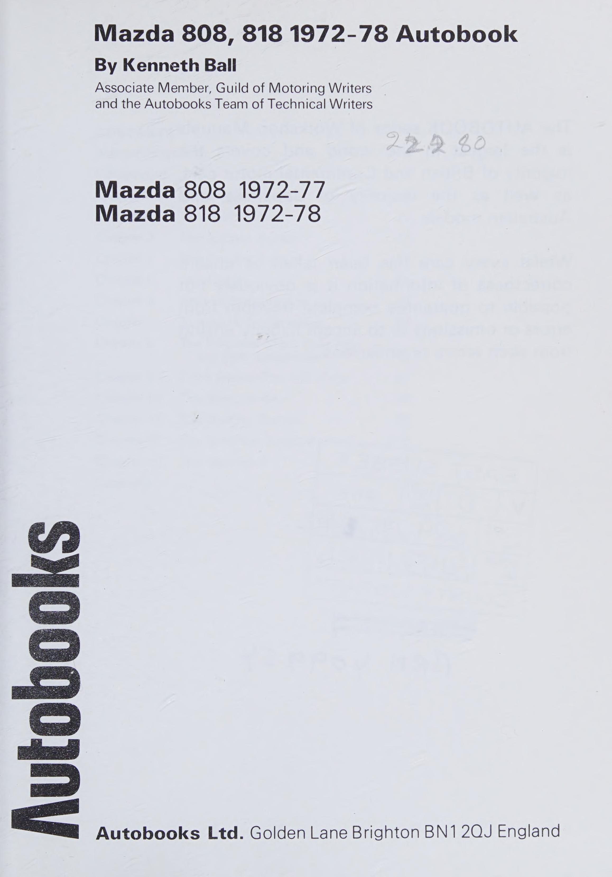 Mazda 808, 818 1972-78 Autobook ...
