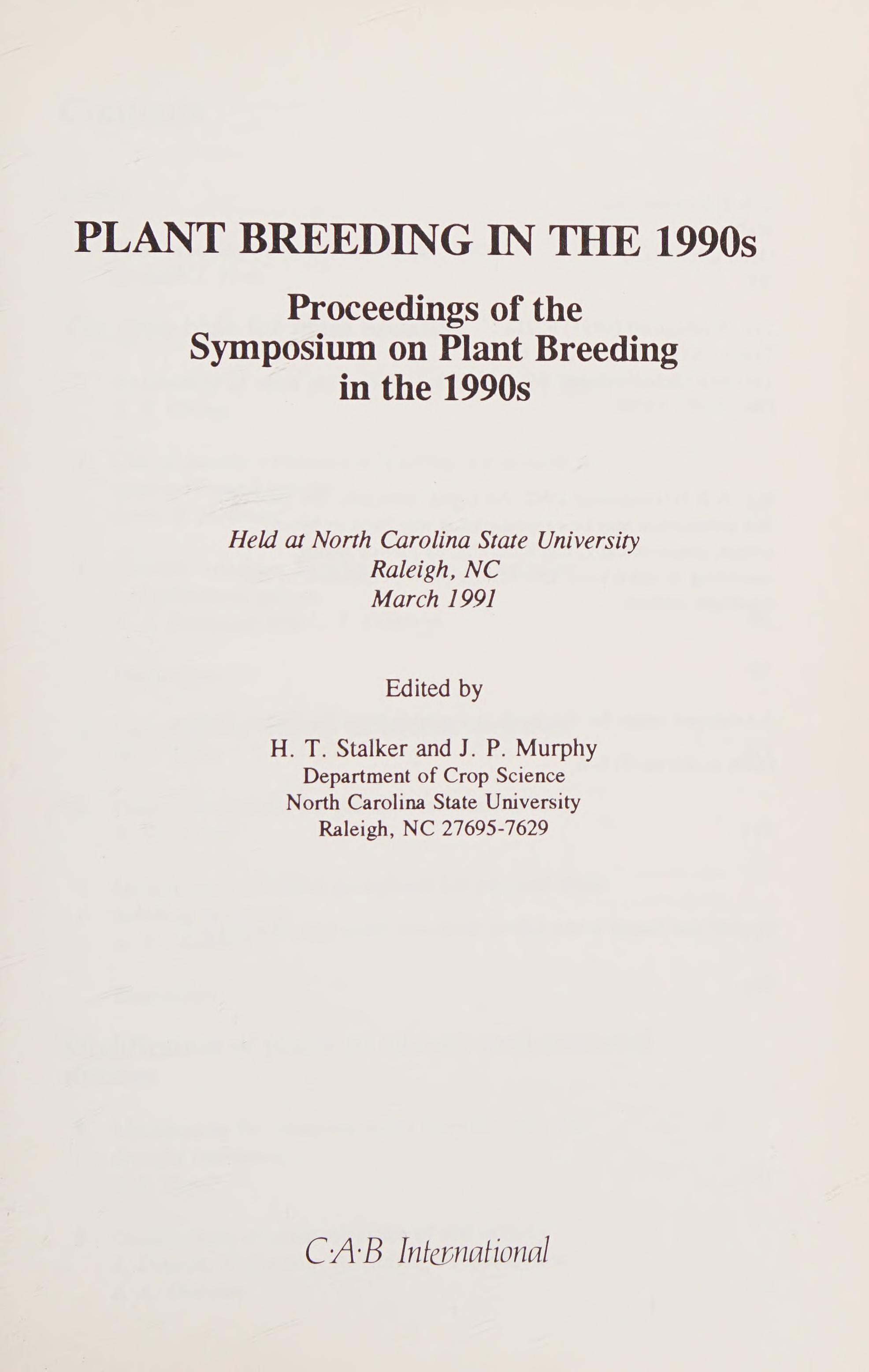 Plant Breeding in the 1990s