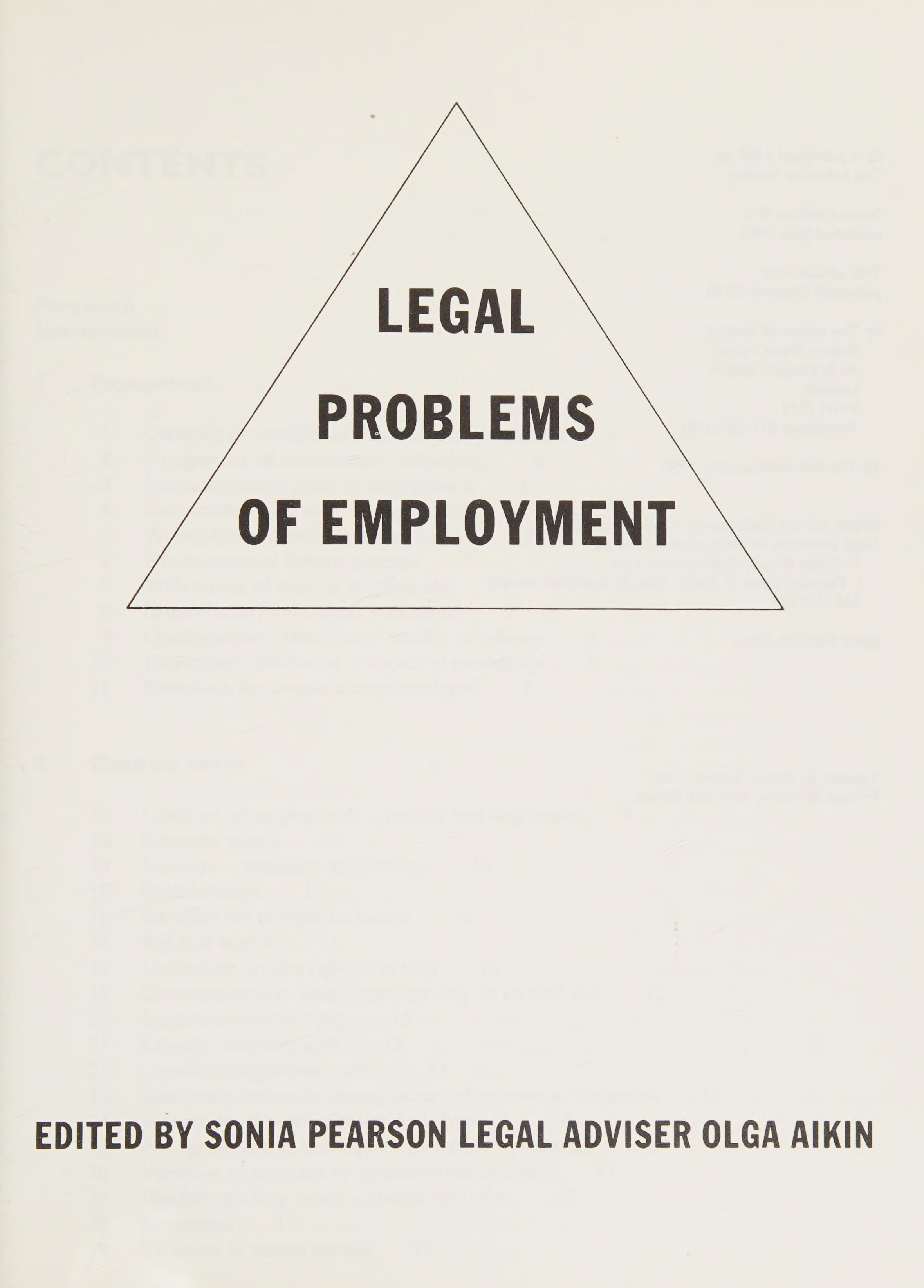 Legal Problems Of Employment