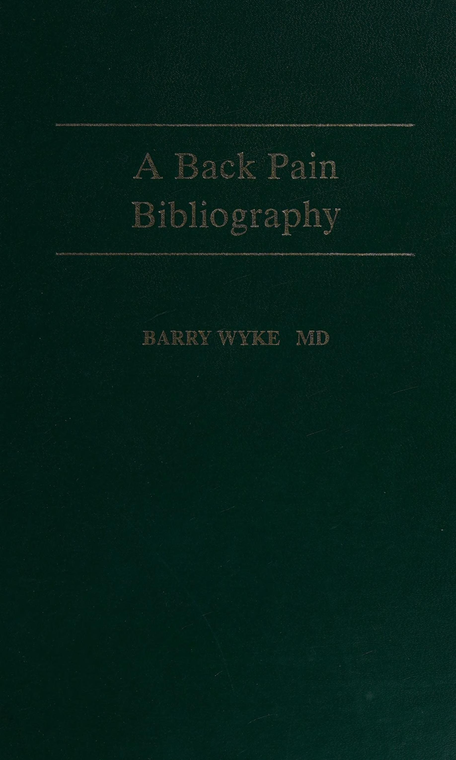 A Back Pain Bibliography