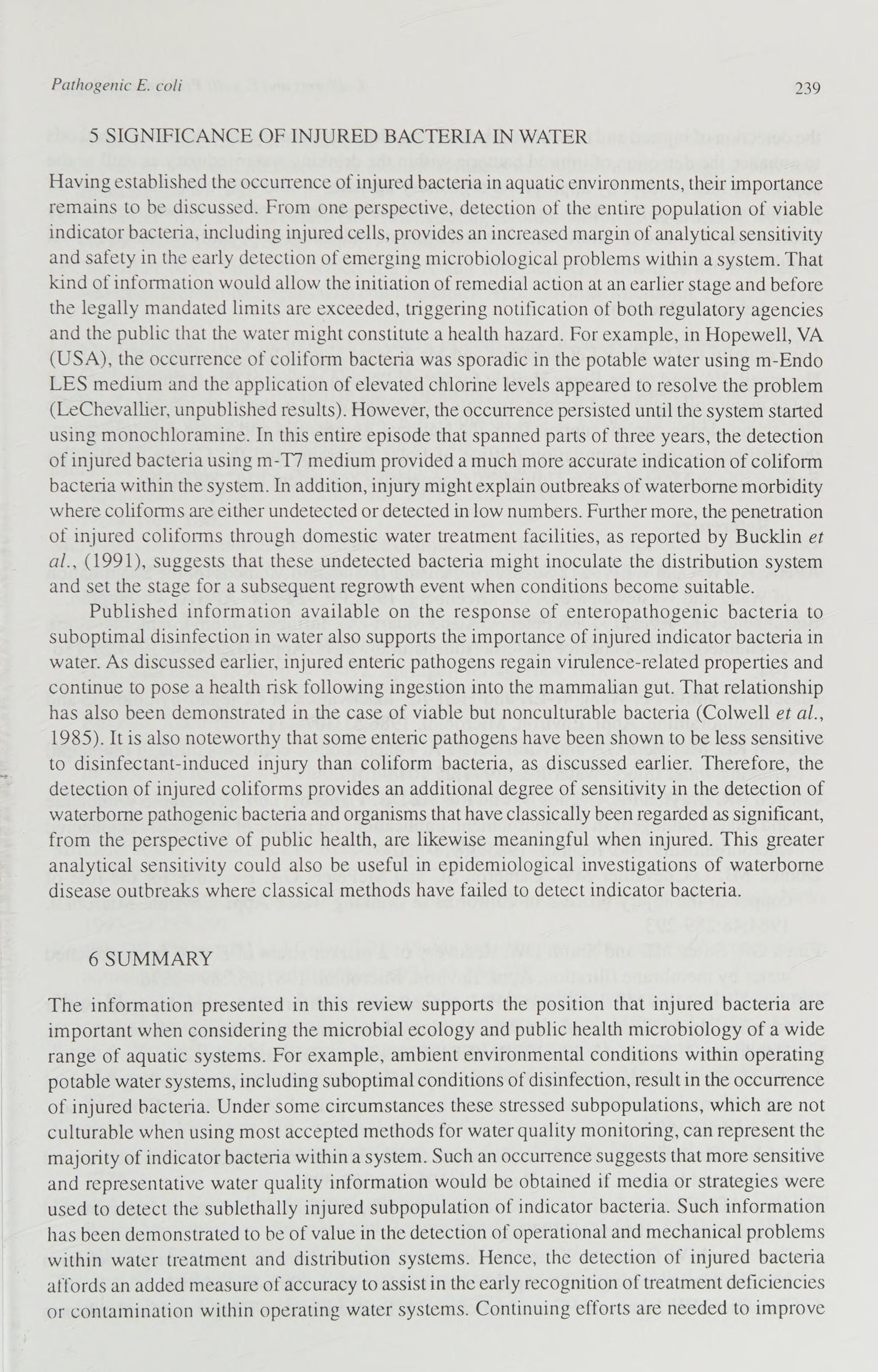 Coliforms and E. Coli