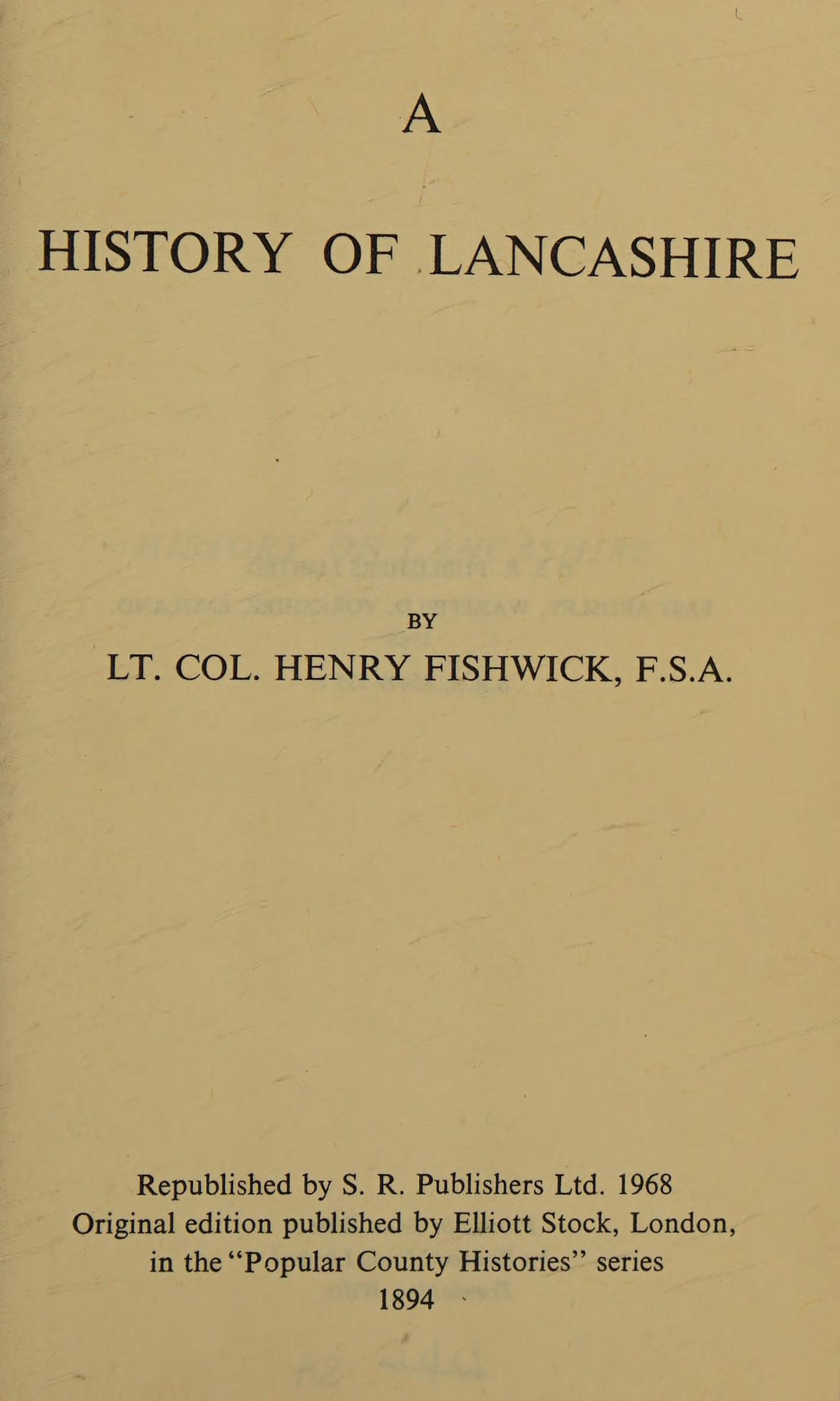 A History of Lancashire