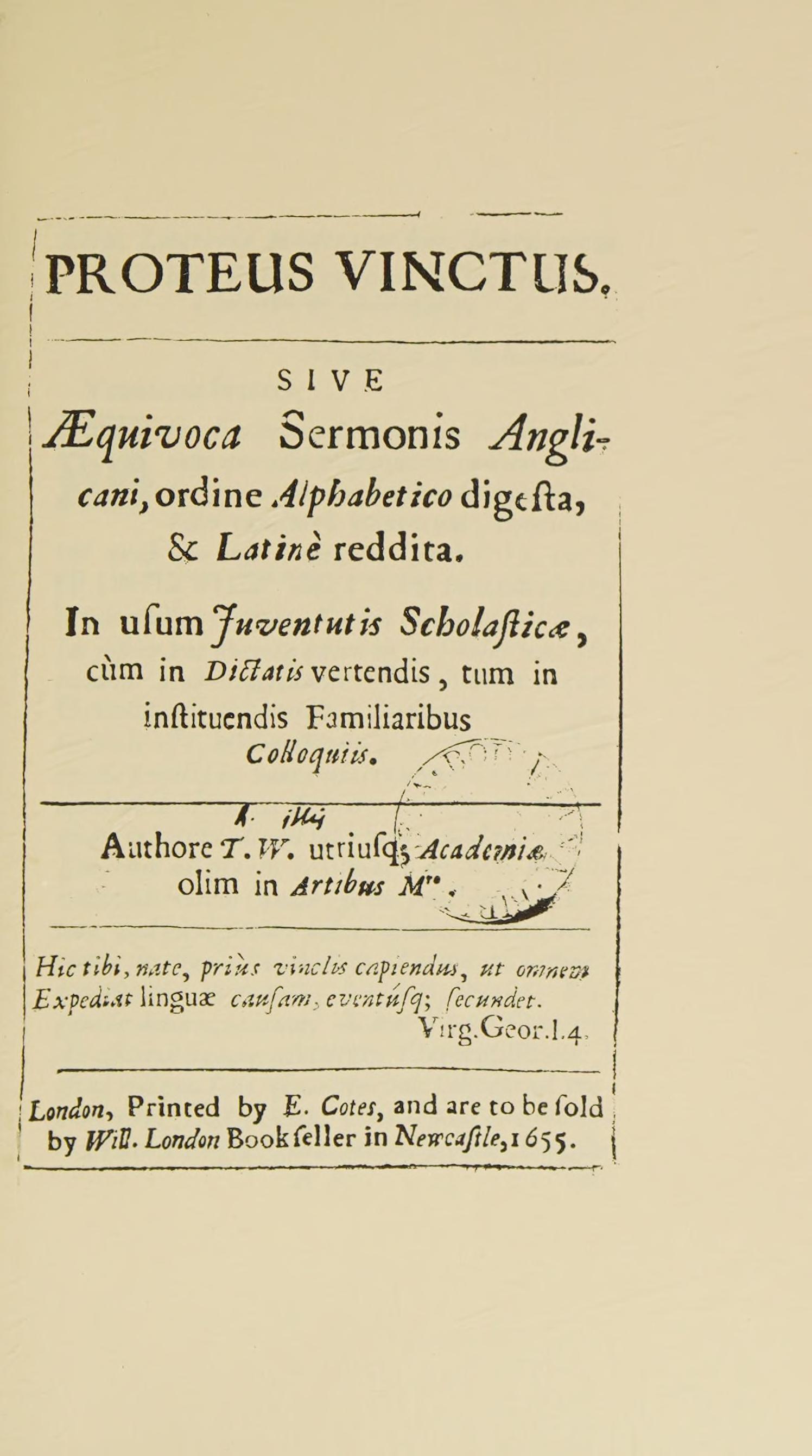 Proteus Vinctus, 1655