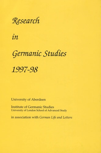 Research In Germanic Studies 1997-98
