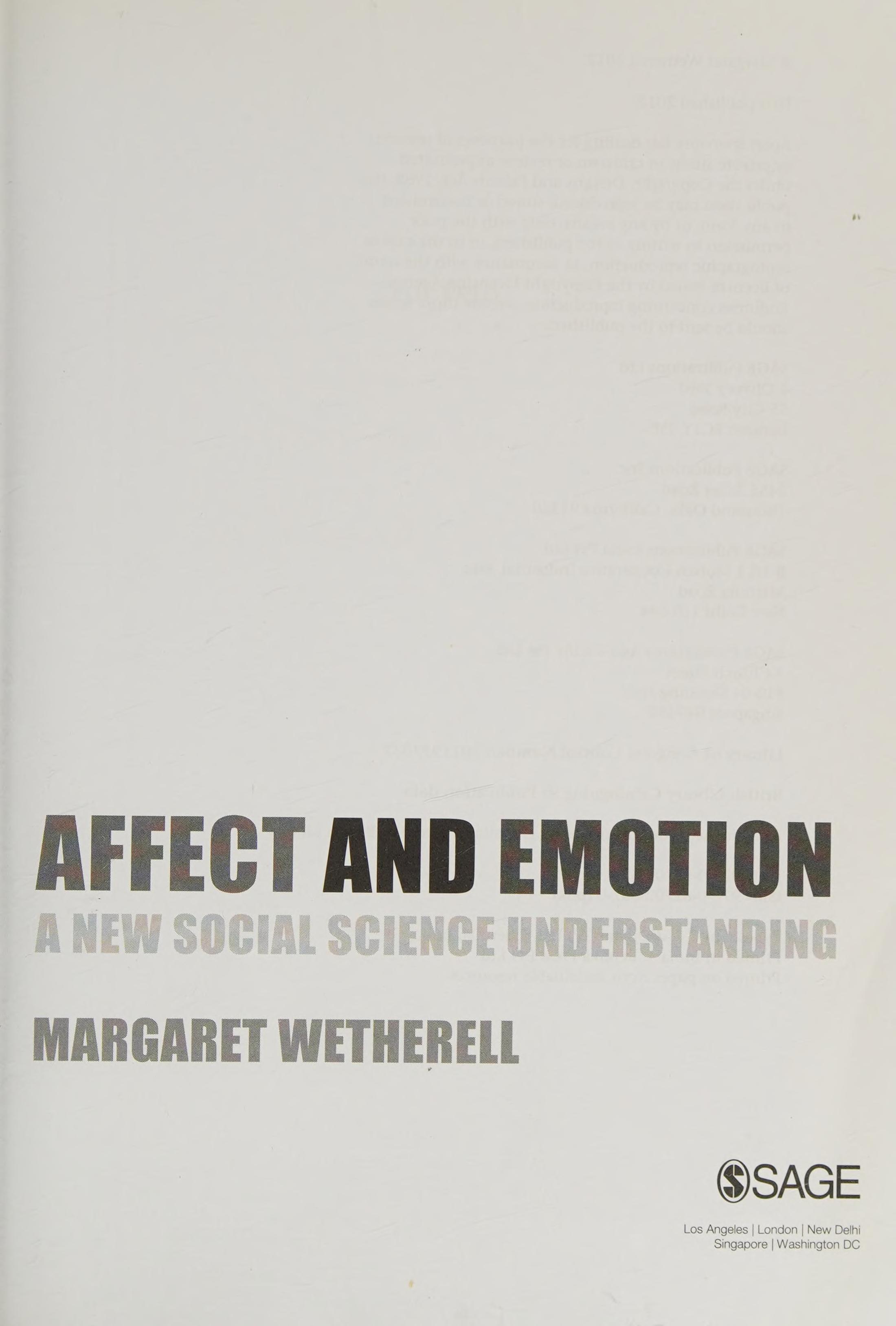 Affect and Emotion