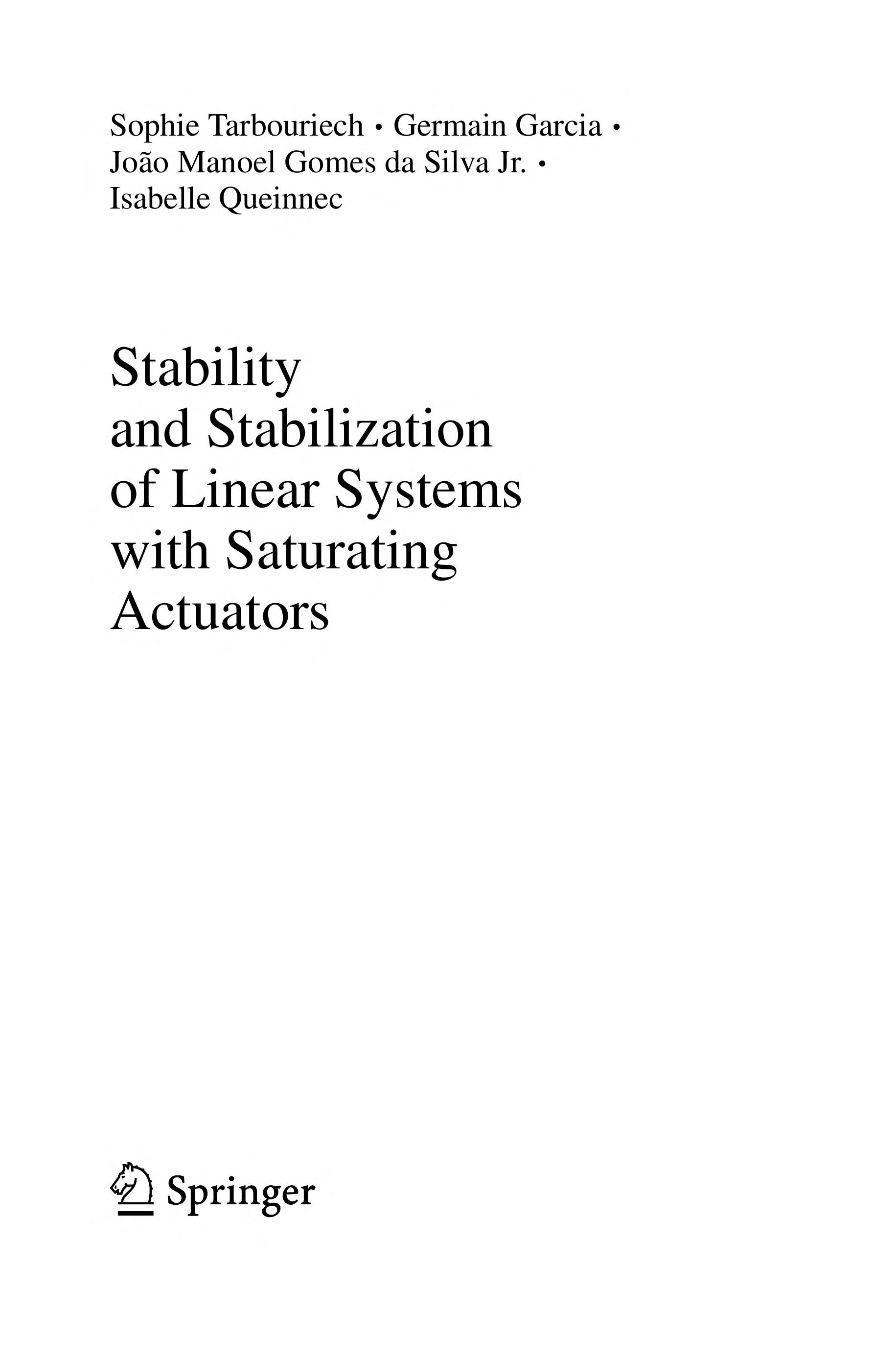 Stability and Stabilization of Linear Systems with Saturating Actuators