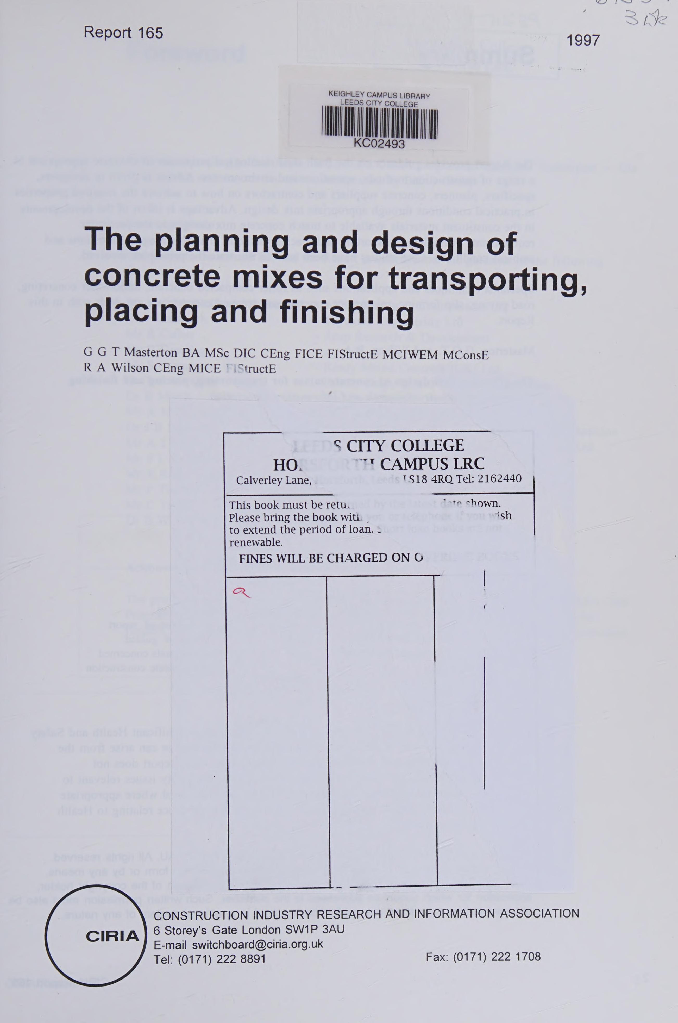 Concrete Mixes Planning and Design