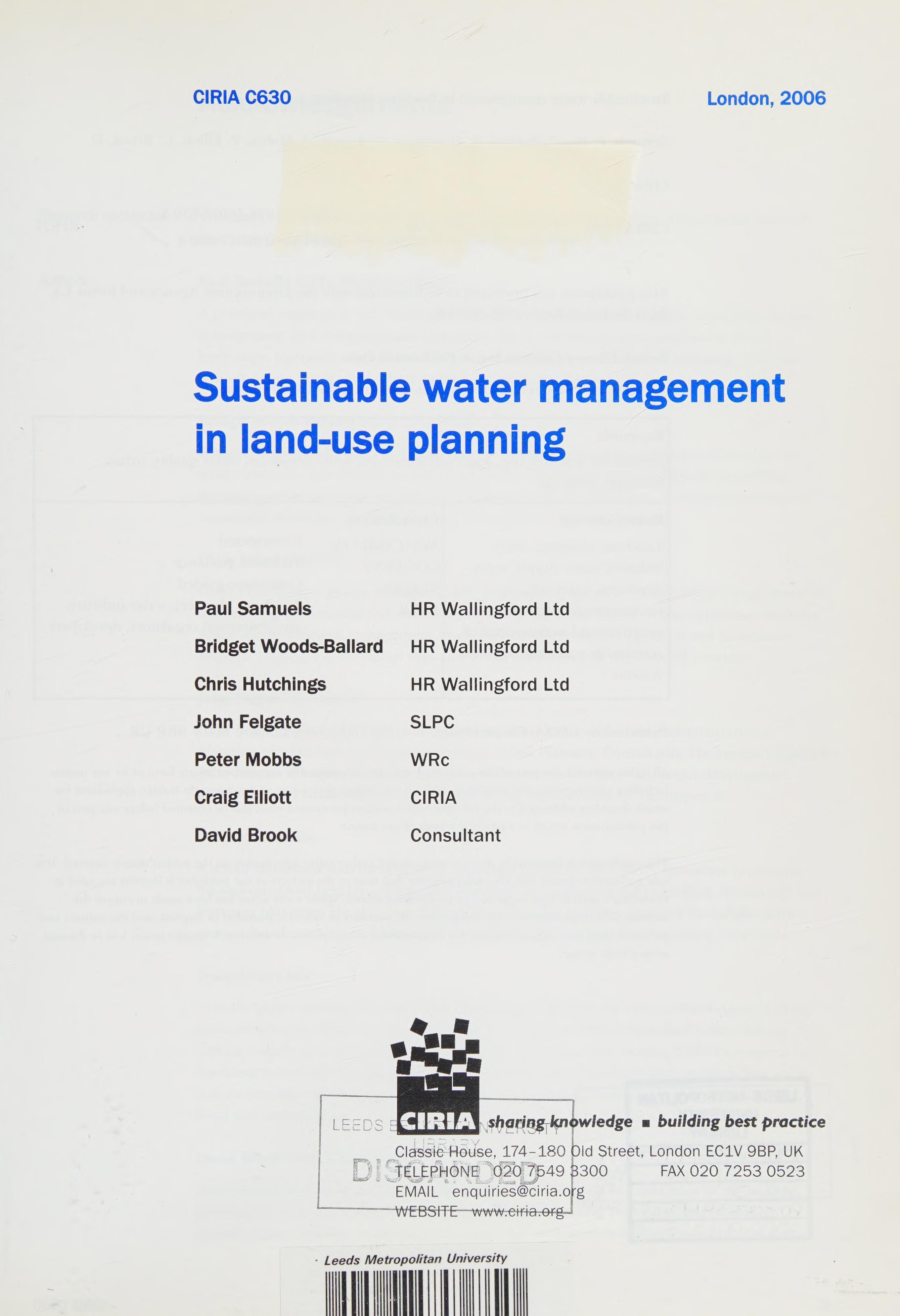 Sustainable Water Management in Land-Use Planning