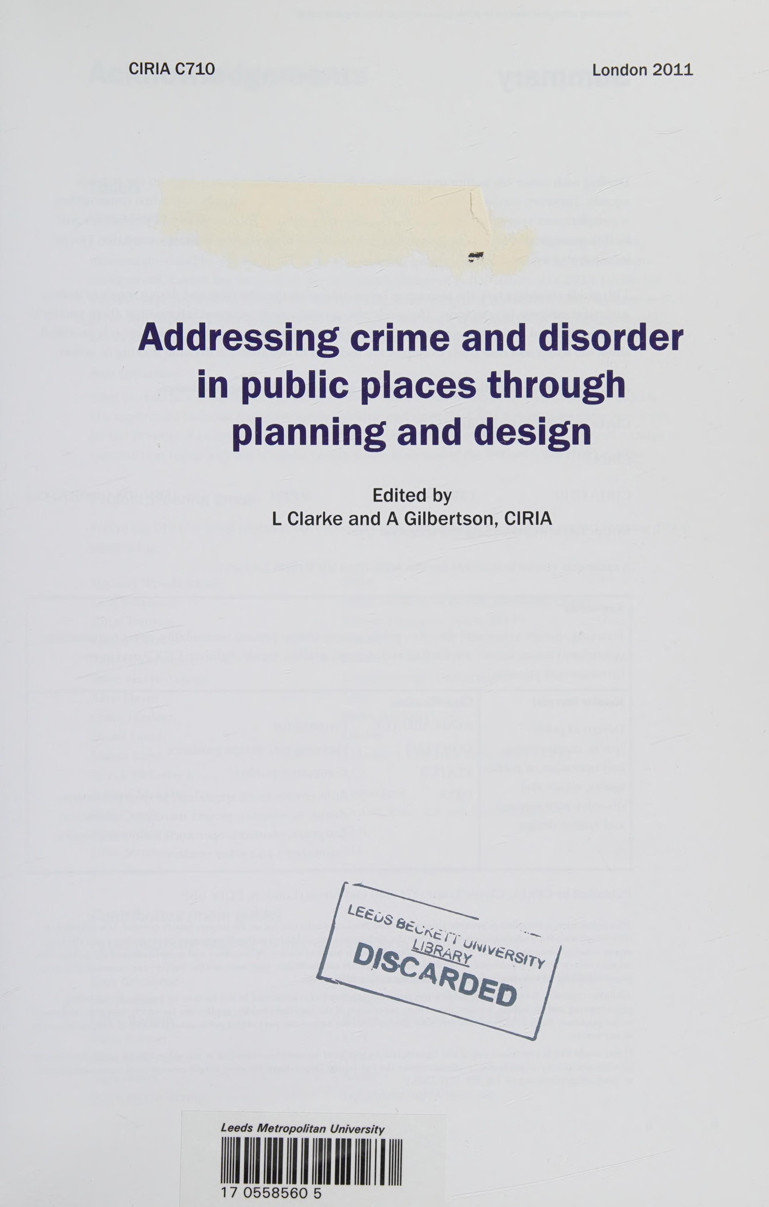 Addressing Crime and Disorder in Public Places Through Planning and Design