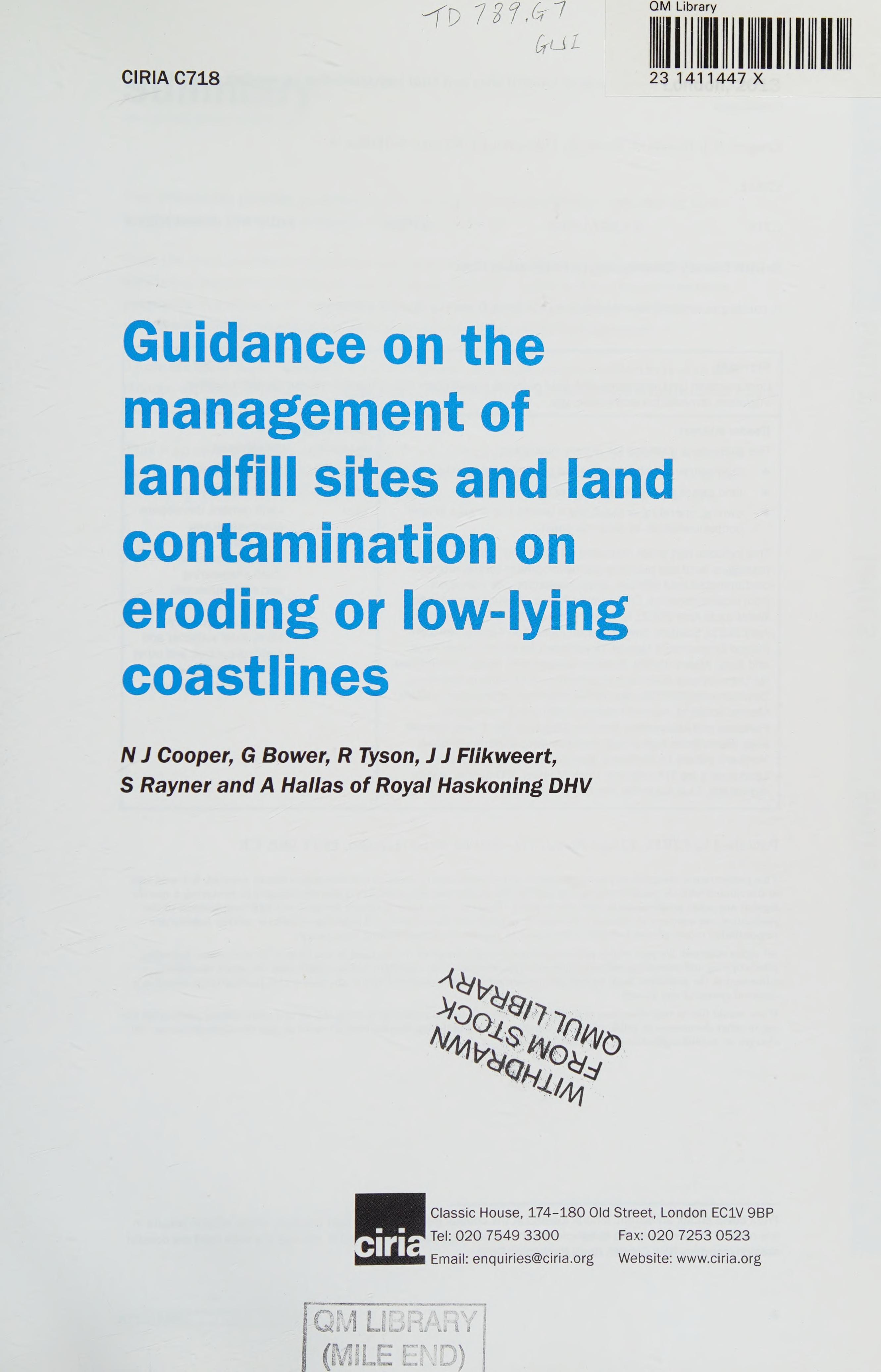 Guidance on the Management of Landfill Sites and Land Contamination on Eroding or Low-Lying Coastlines