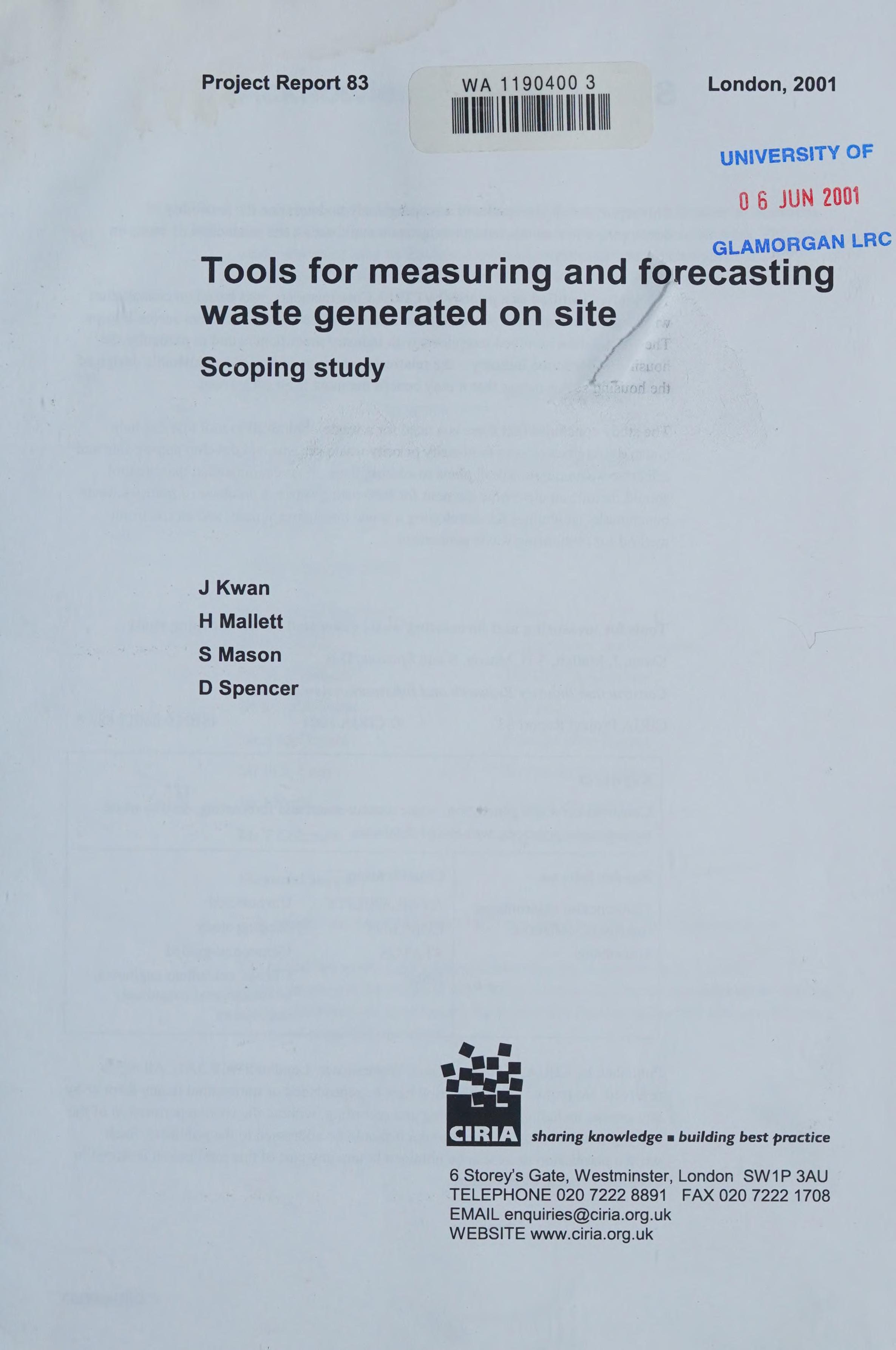 Tools for Measuring and Forecasting Waste Generated on Site