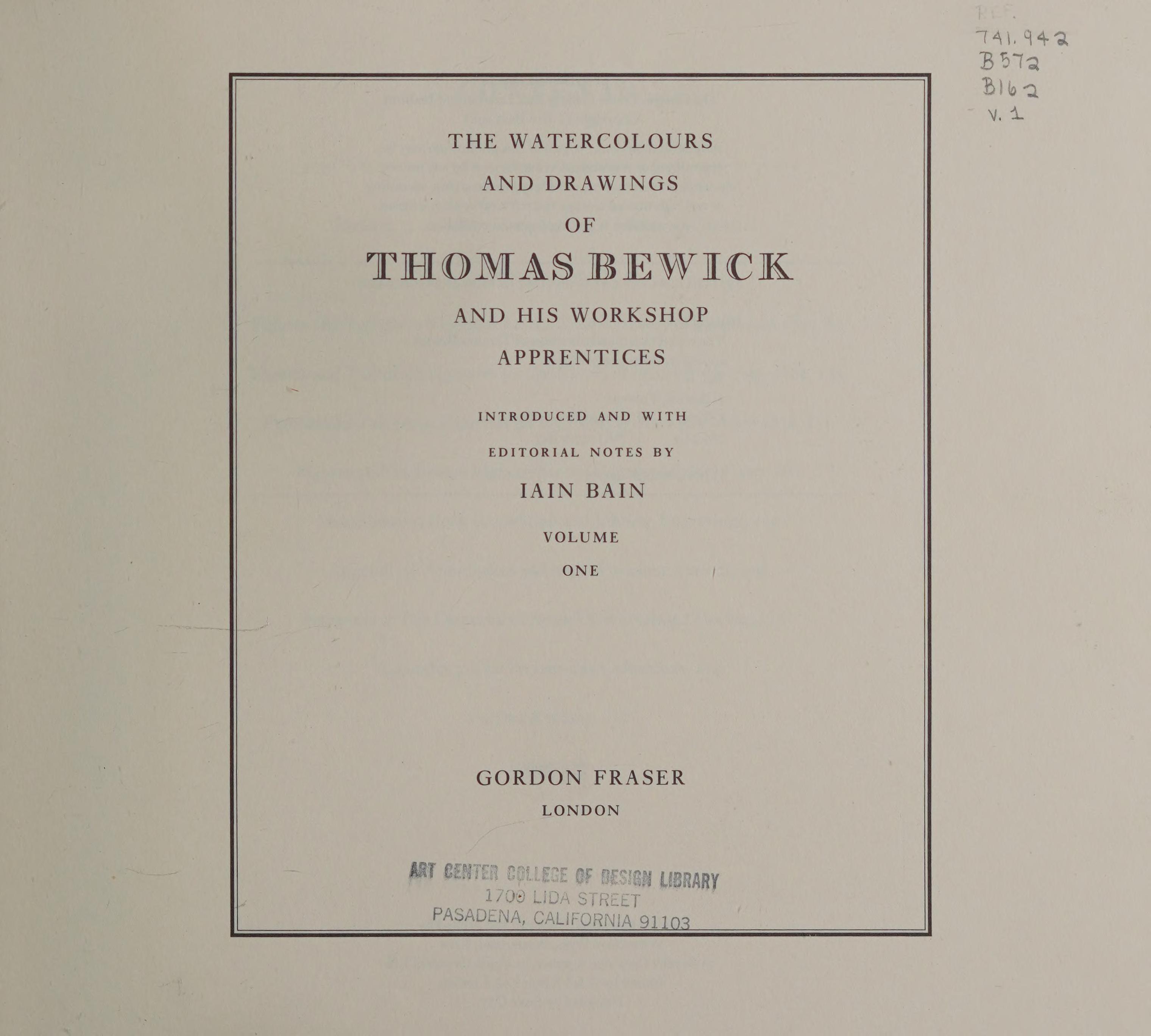 The Watercolours and Drawings of Thomas Bewick and His Workshop Apprentices