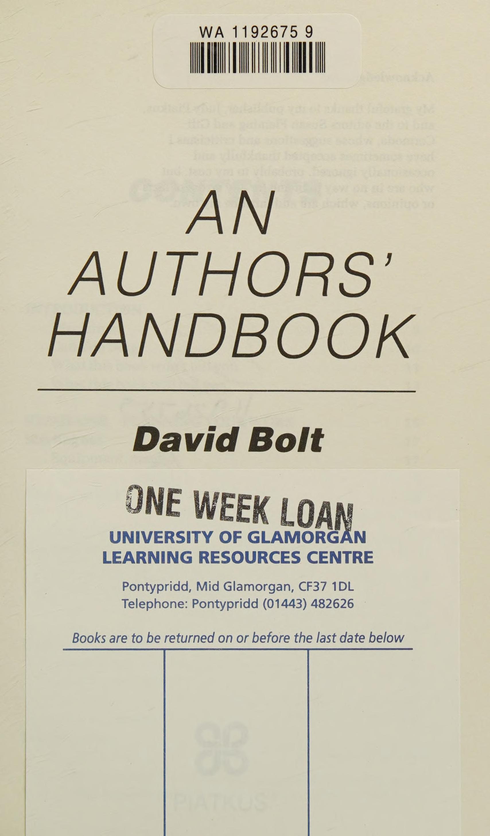 An Authors' Handbook