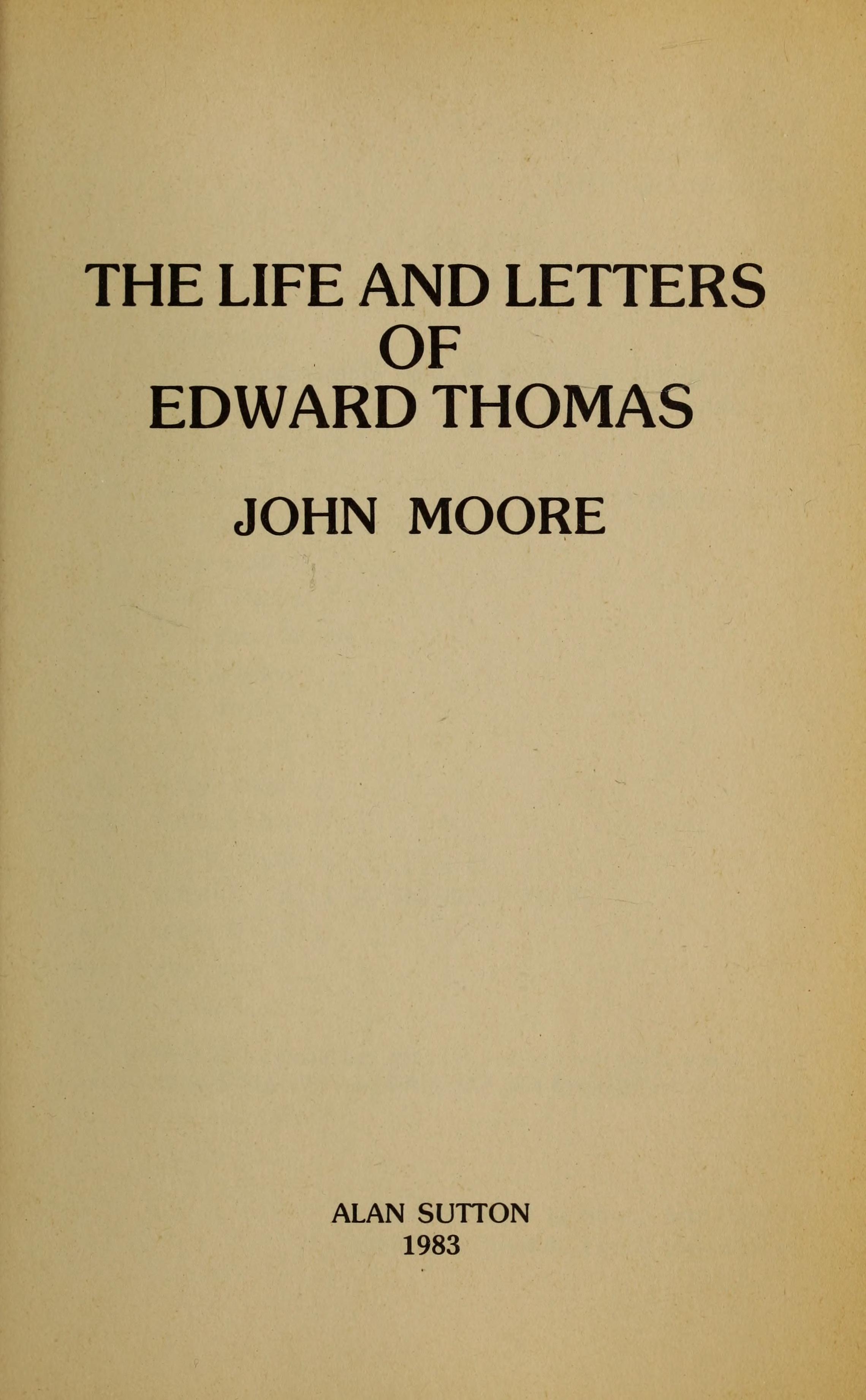 Life and Letters of Edward Thomas