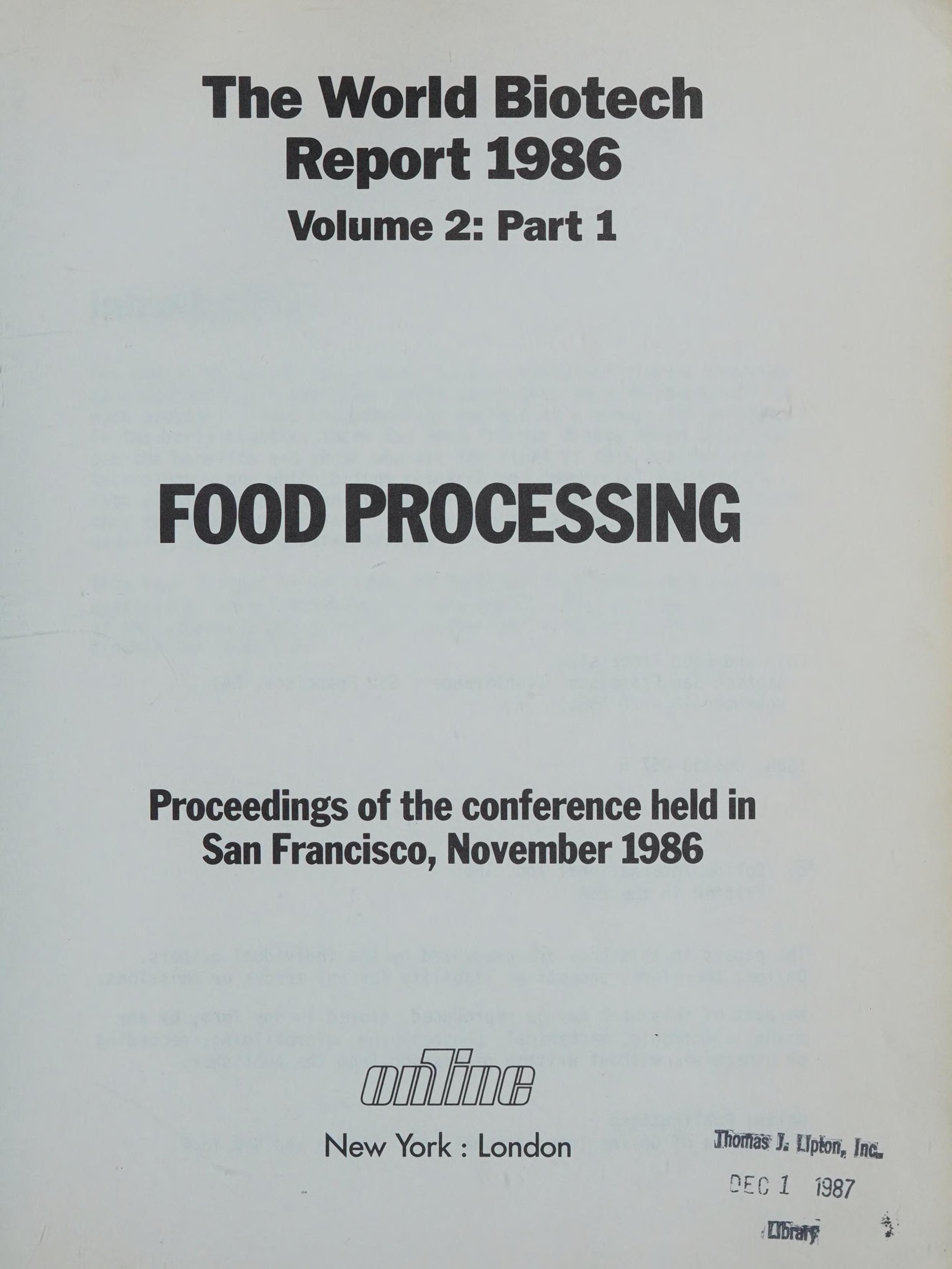 The World Biotech Report 1985