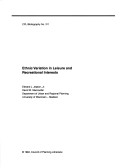 Ethnic Variation In Leisure And Recreational Interests
