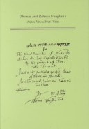 Thomas And Rebecca Vaughan'S Aqua Vitae: Non Vitis
