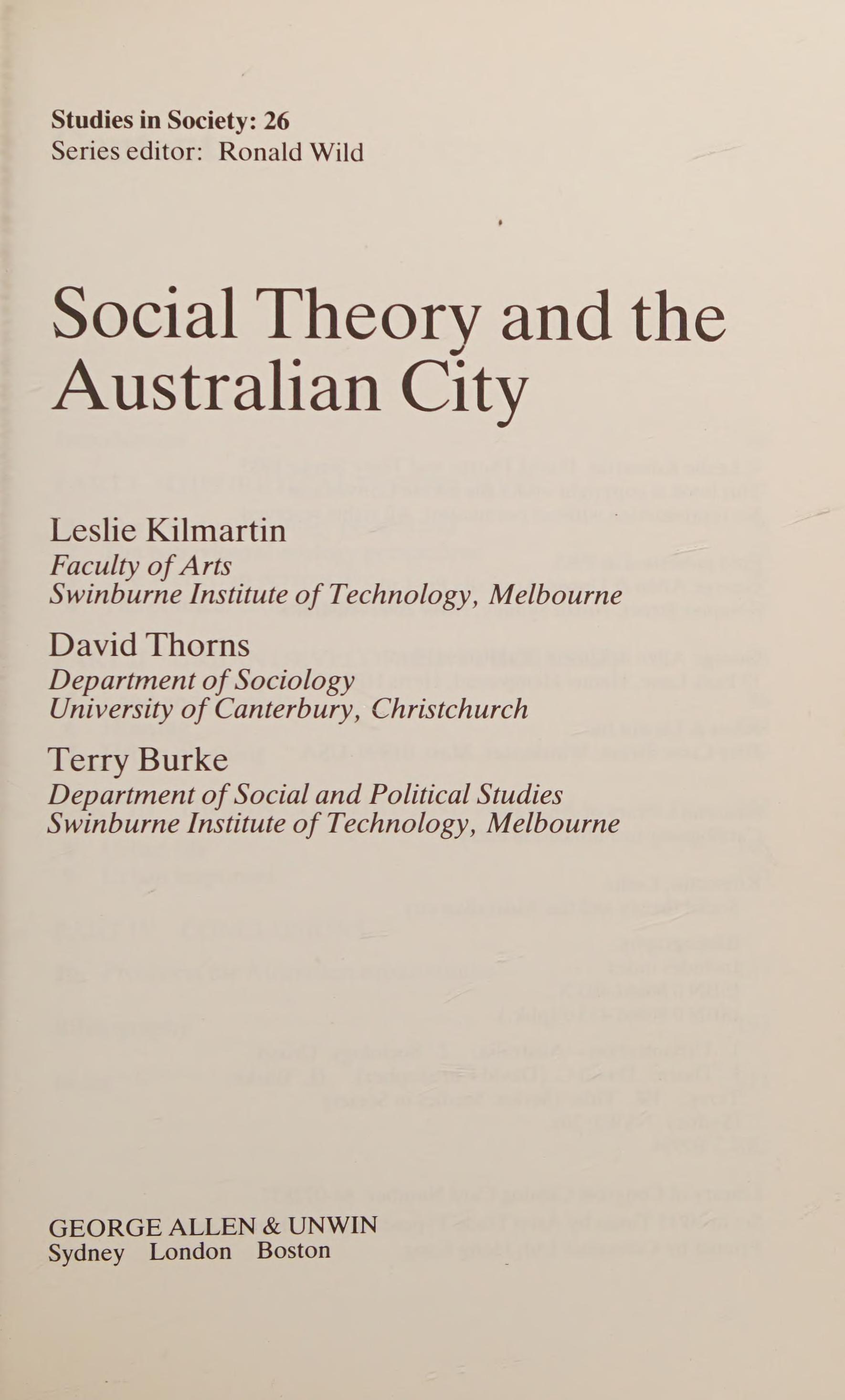 Social Theory & The Australian City