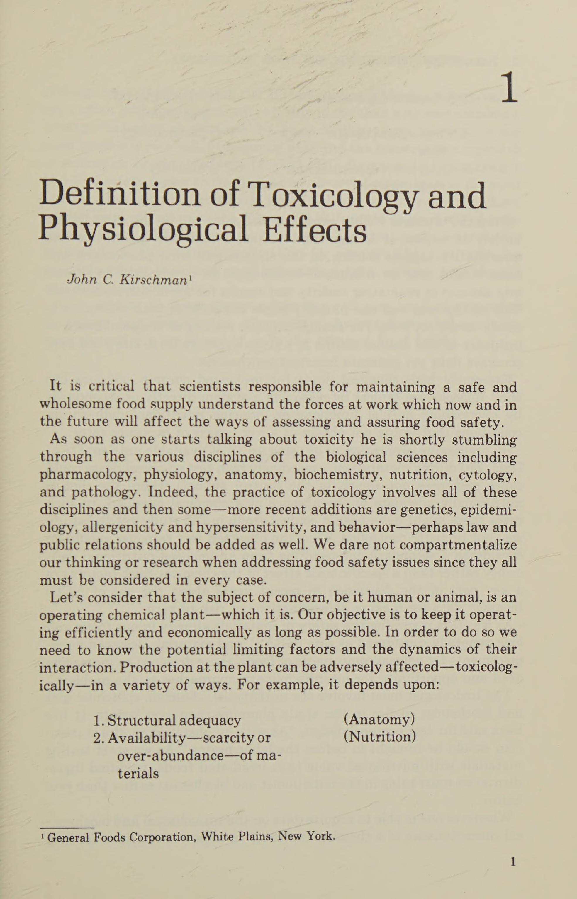 Impact of Toxicology on Food Processing
