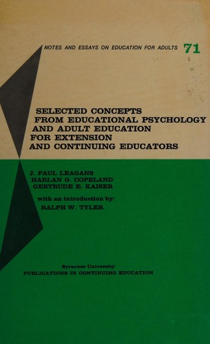 Selected Concepts From Educational Psychology And Adult Education For Extension And Continuing Educators