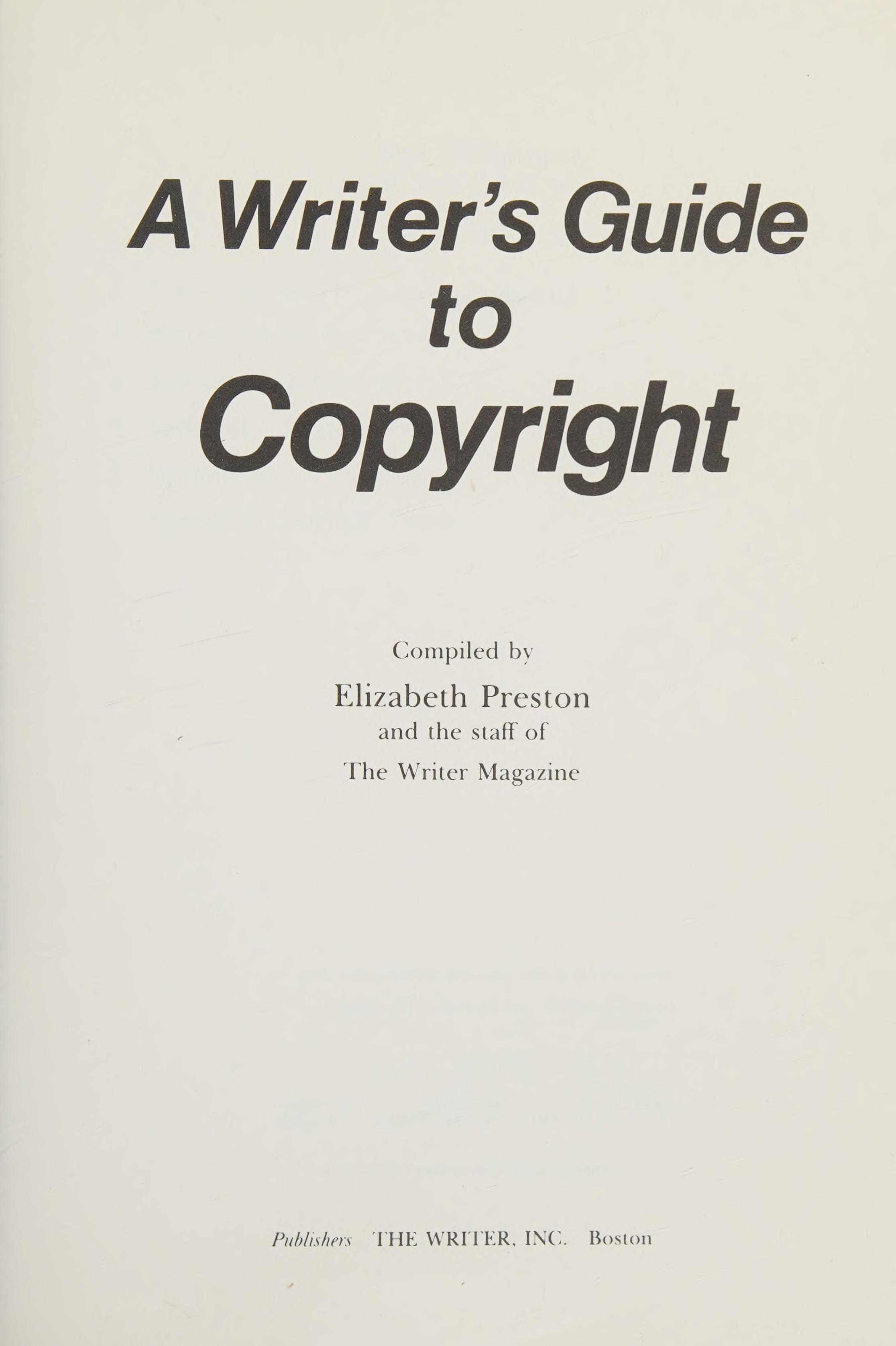 Writers Guide to Copyright